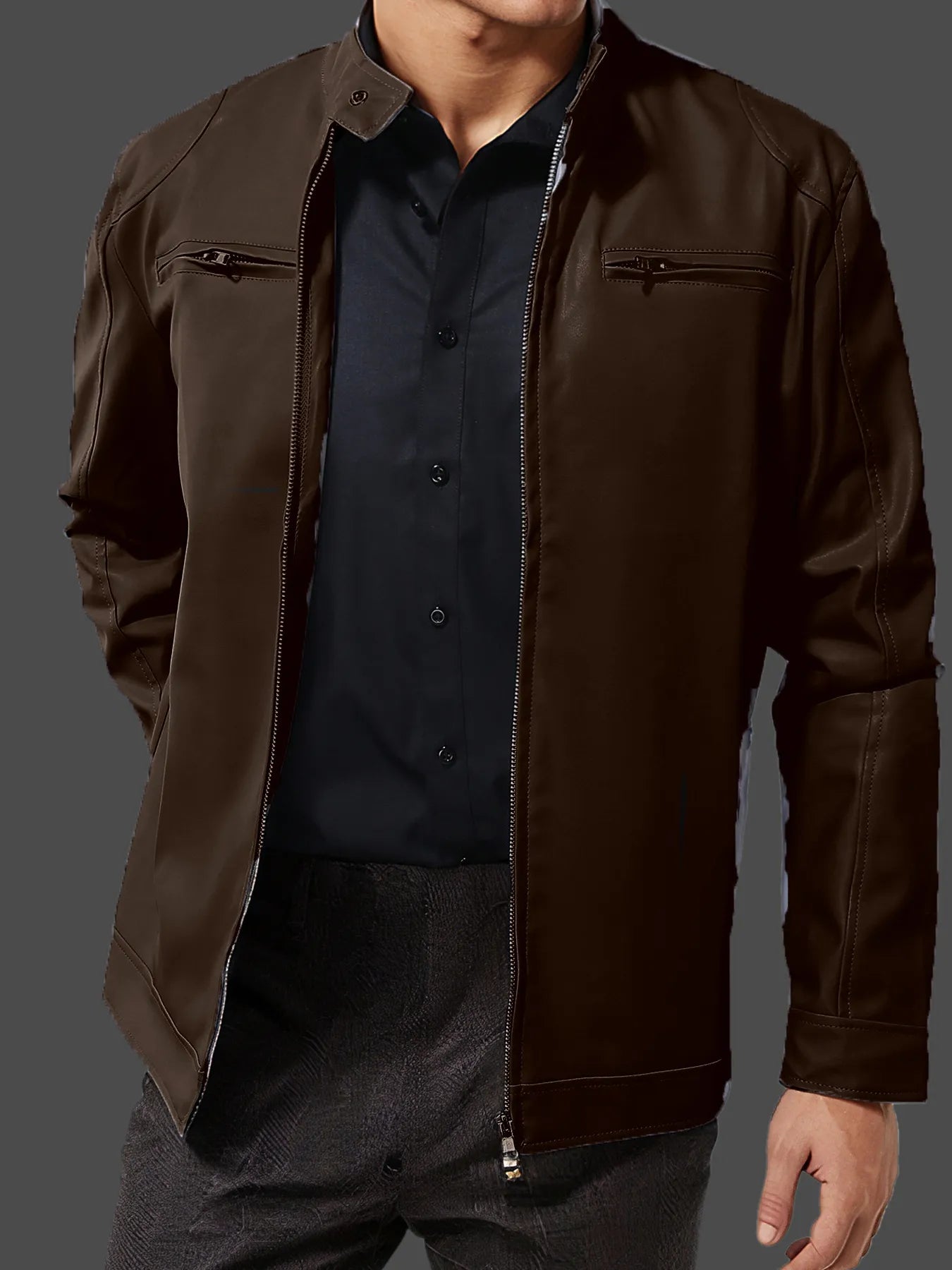 Men's Full Size Zip Up Long Sleeve Jacket Plus Size