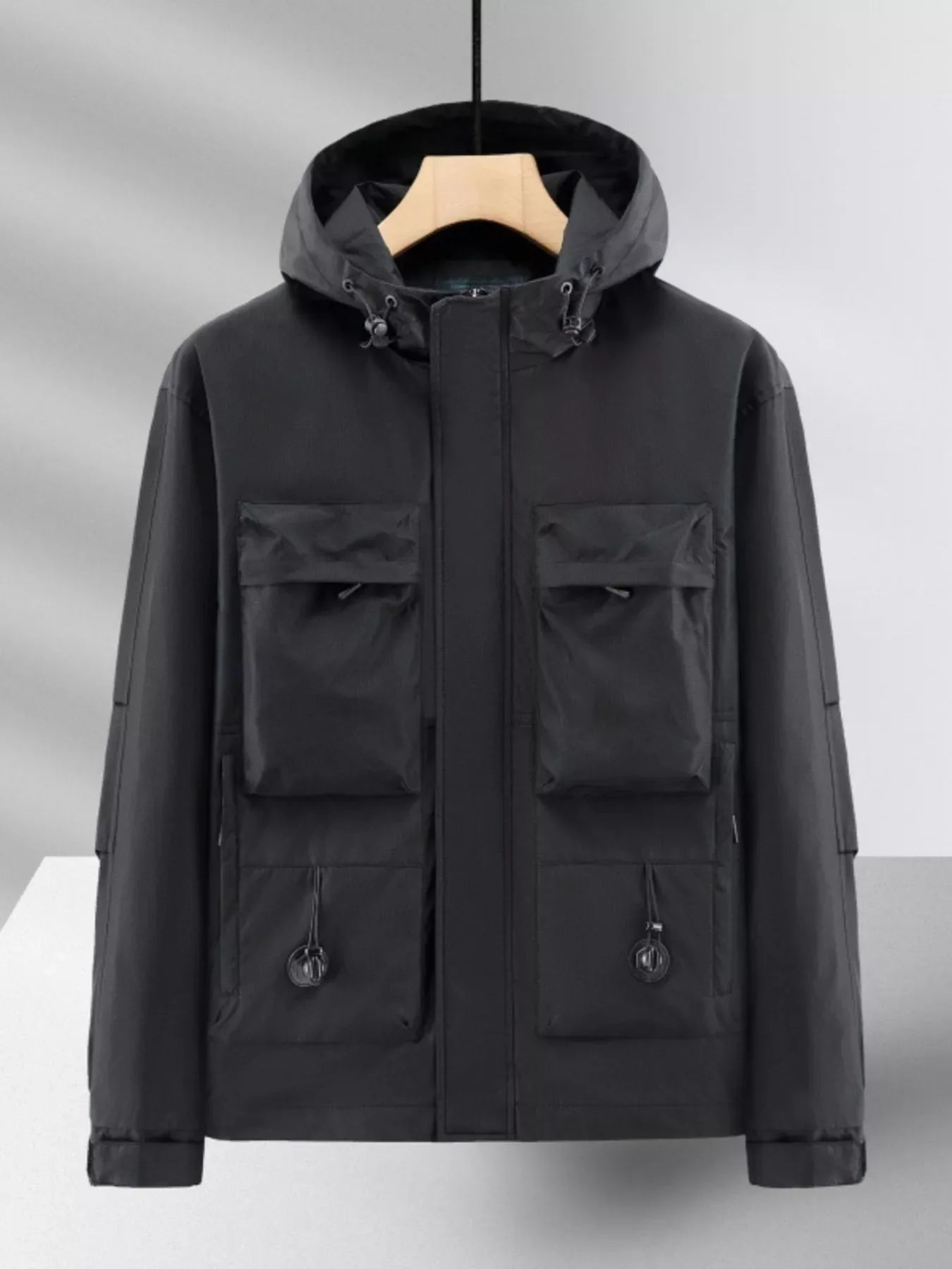 Men's Plus Size Casual Multi-Pocket Zip-Up Lightweight Jacket