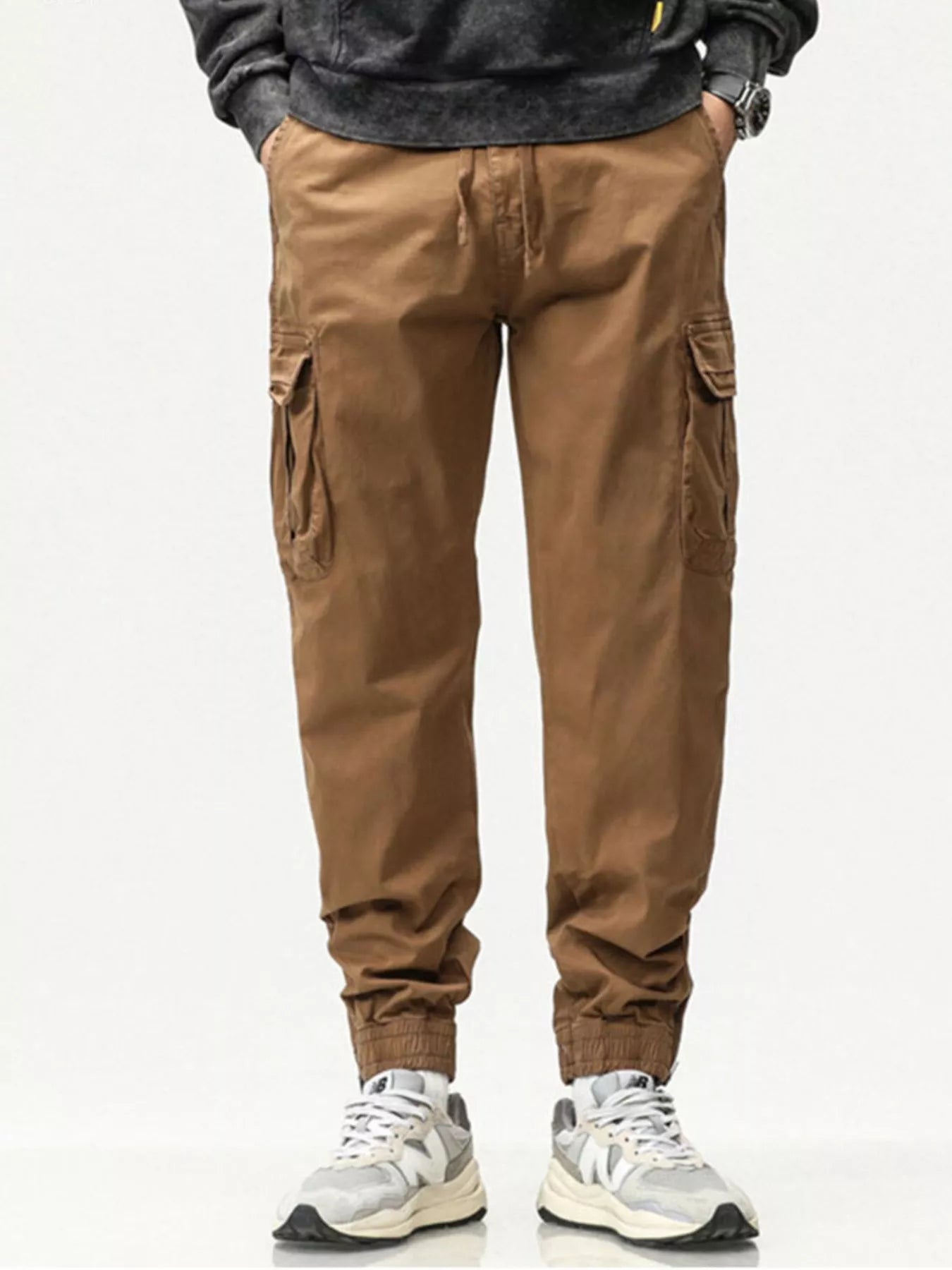 Men's Full Size Casual Cargo Pants with Drawstring Waist Plus Size