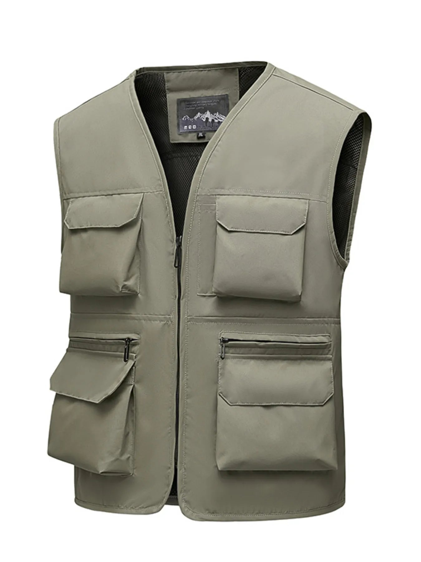 Men's Full Size Multi-Pocket Zip Up Vest Plus Size