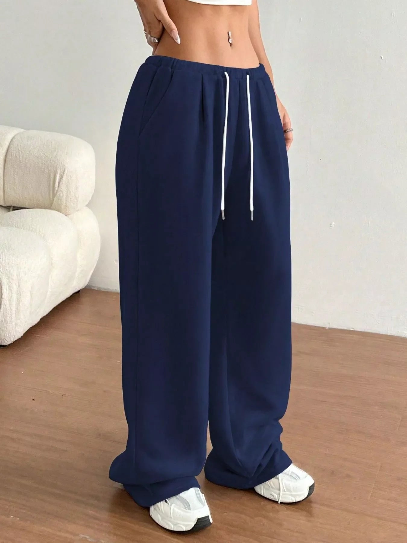 Casual Drawstring High Waist Wide Leg Sweatpants