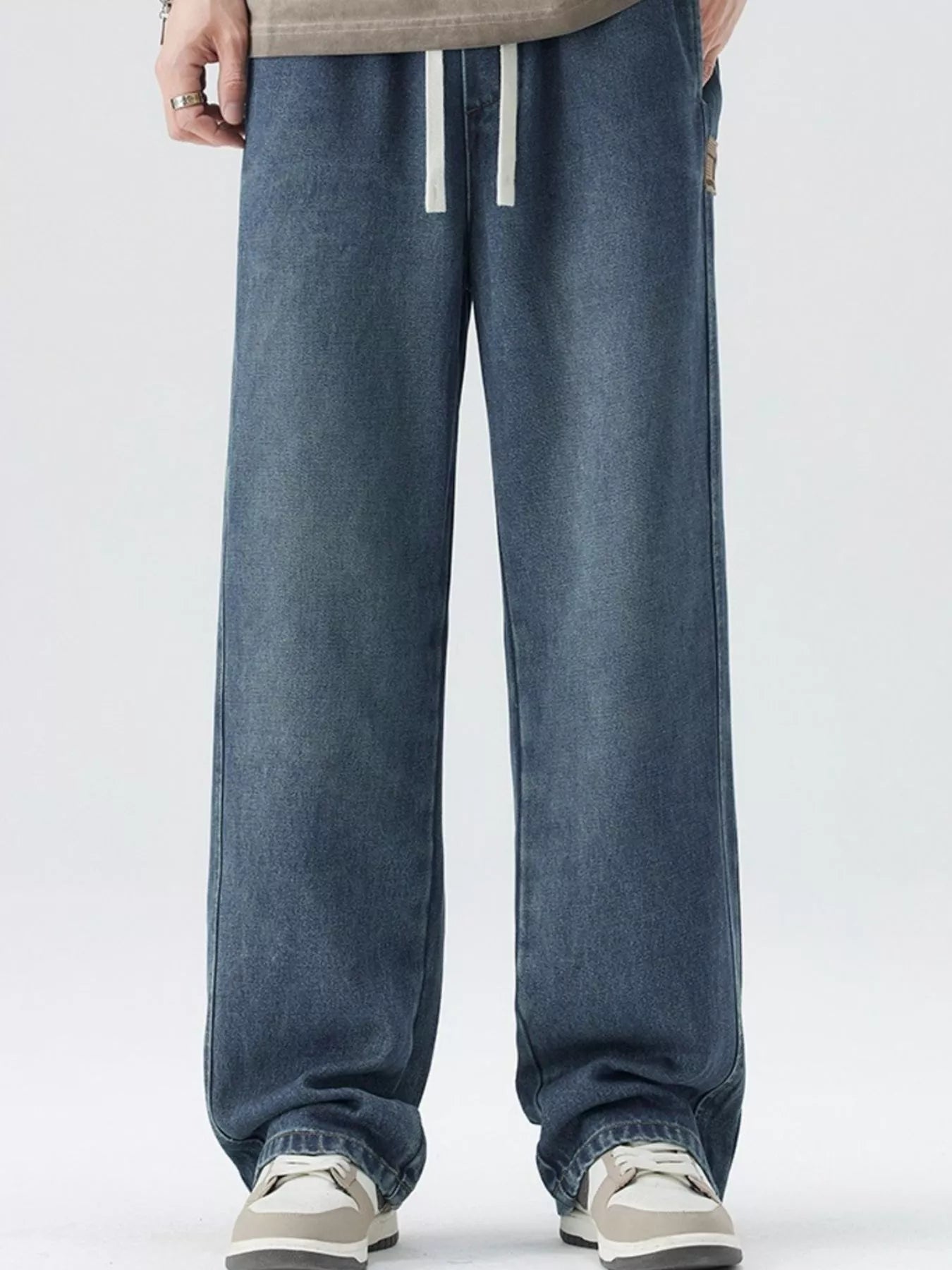 Men's Plus Size Loose Fit Drawstring Jeans