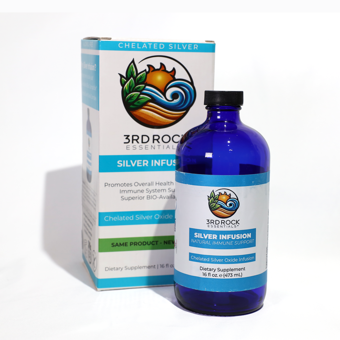 3rd Rock Essentials Silver Infusion – 150 PPM Chelated Silver Oxide Complex – 16 fl oz