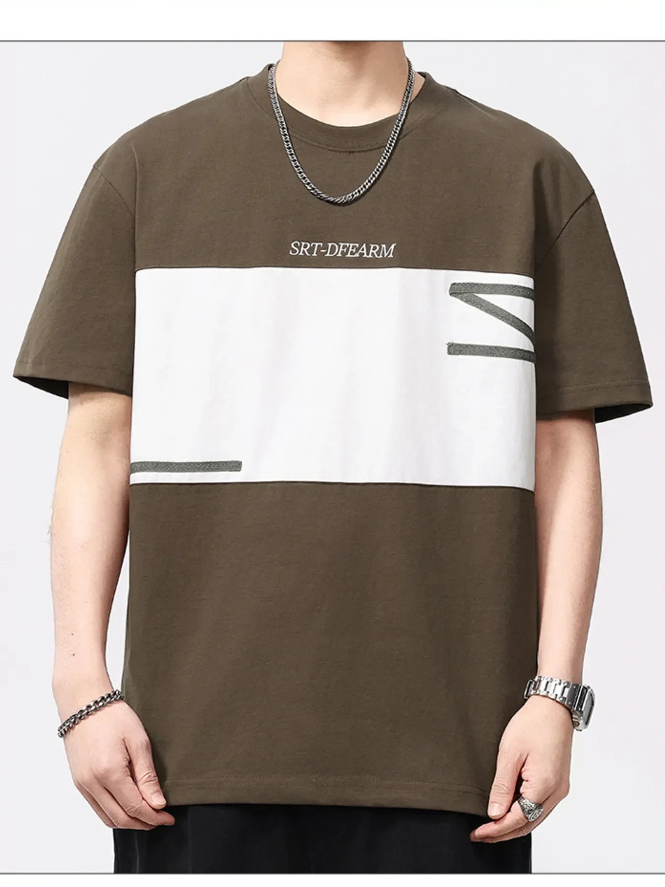 Men's Plus Size Color Block Casual T-Shirt