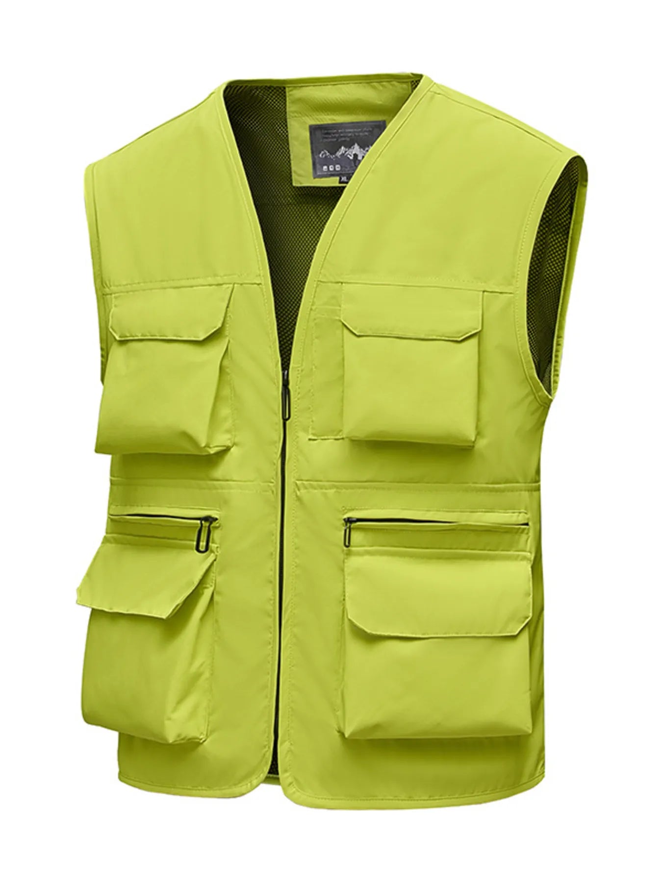 Men's Full Size Multi-Pocket Zip Up Vest Plus Size