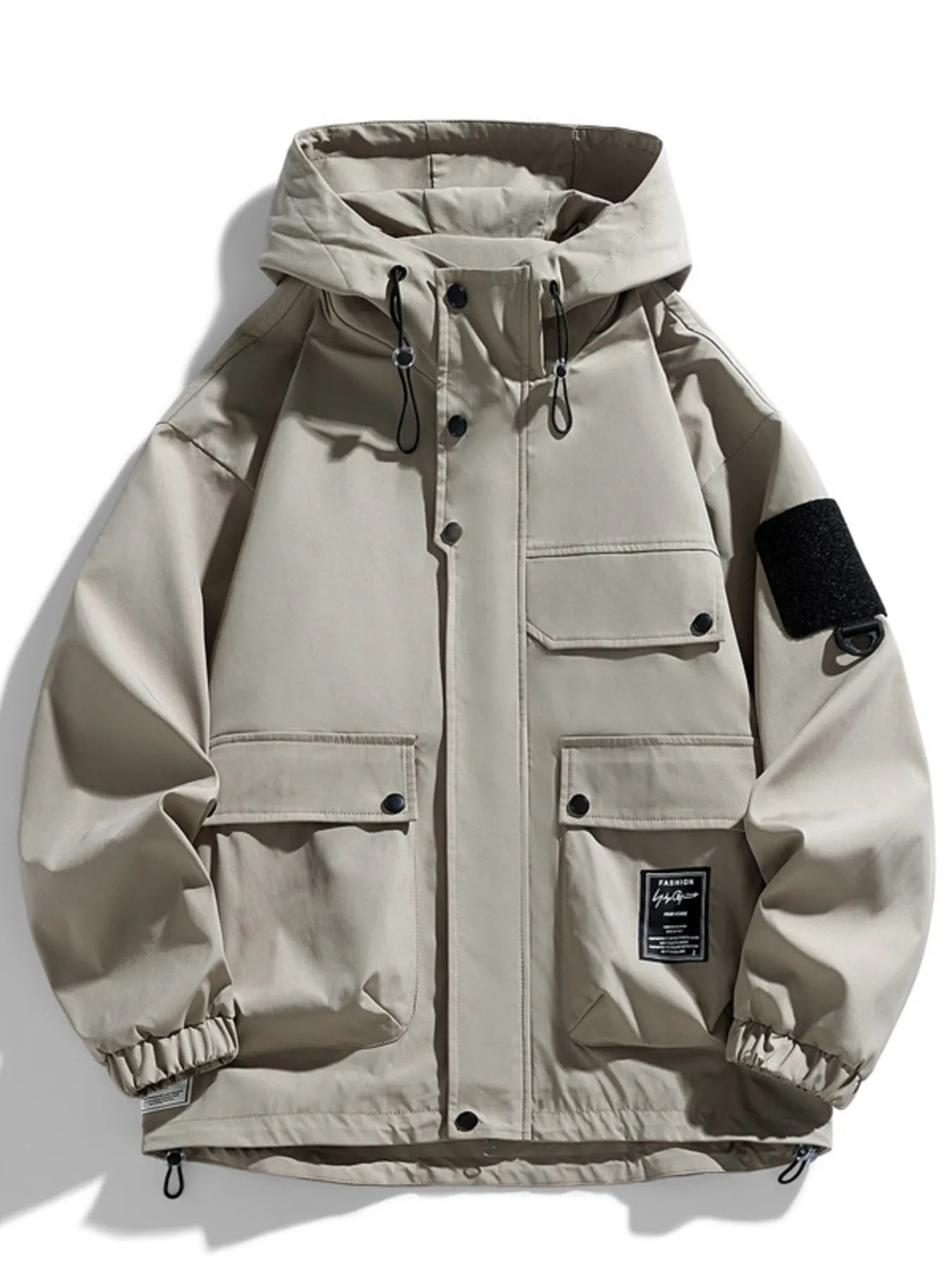 Men's Full Size Hooded Multi-Pocket Windproof Jacket Plus Size