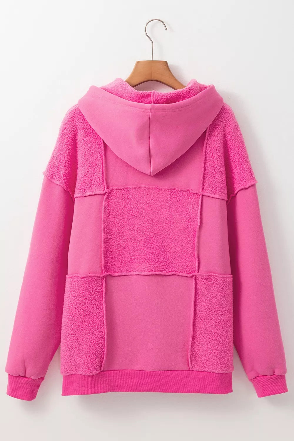 Sherpa Patchwork Long Sleeve Hoodie
