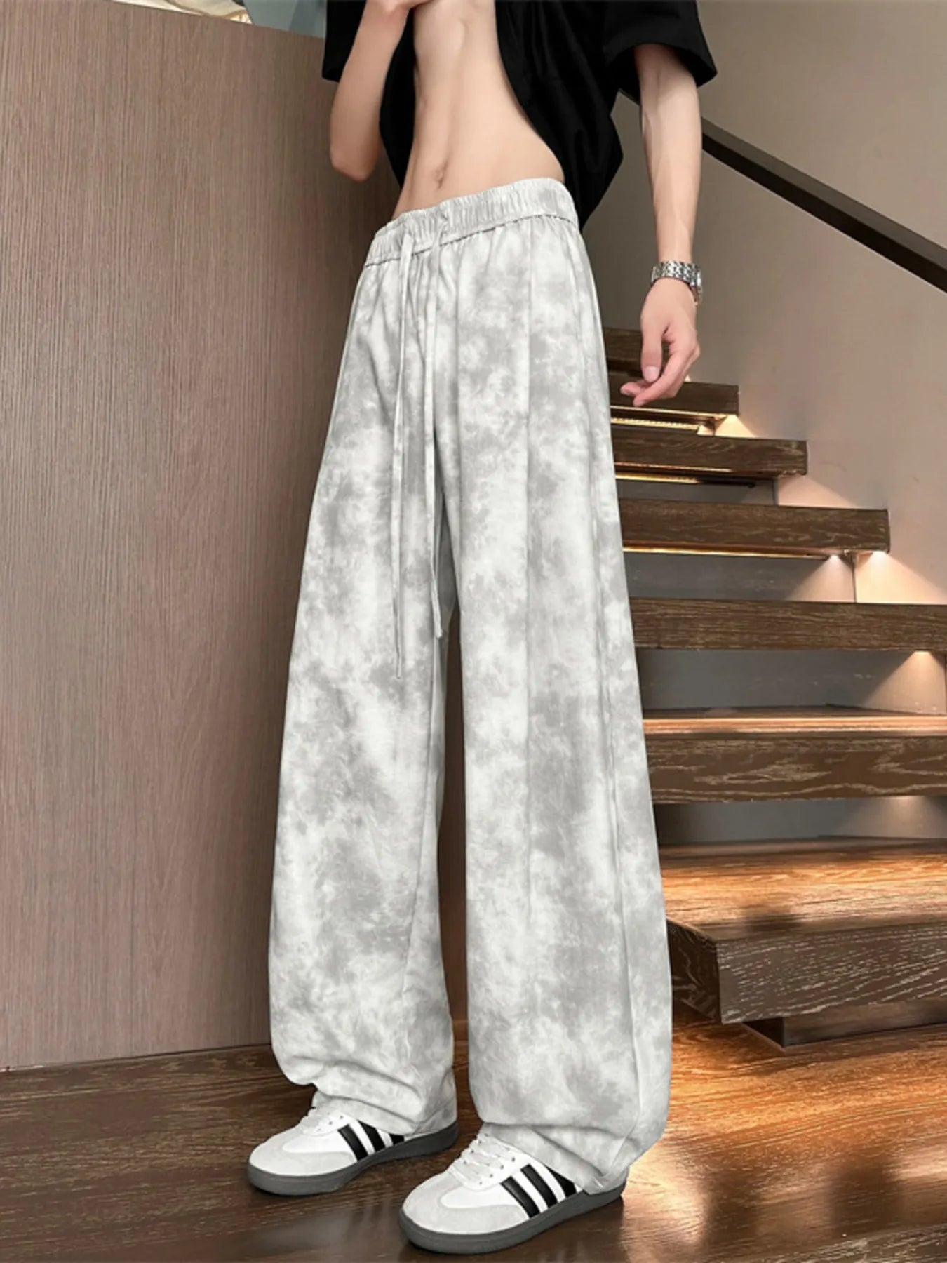 Men's Full Size Tie-Dye Loose Fit Casual Pants Plus Size