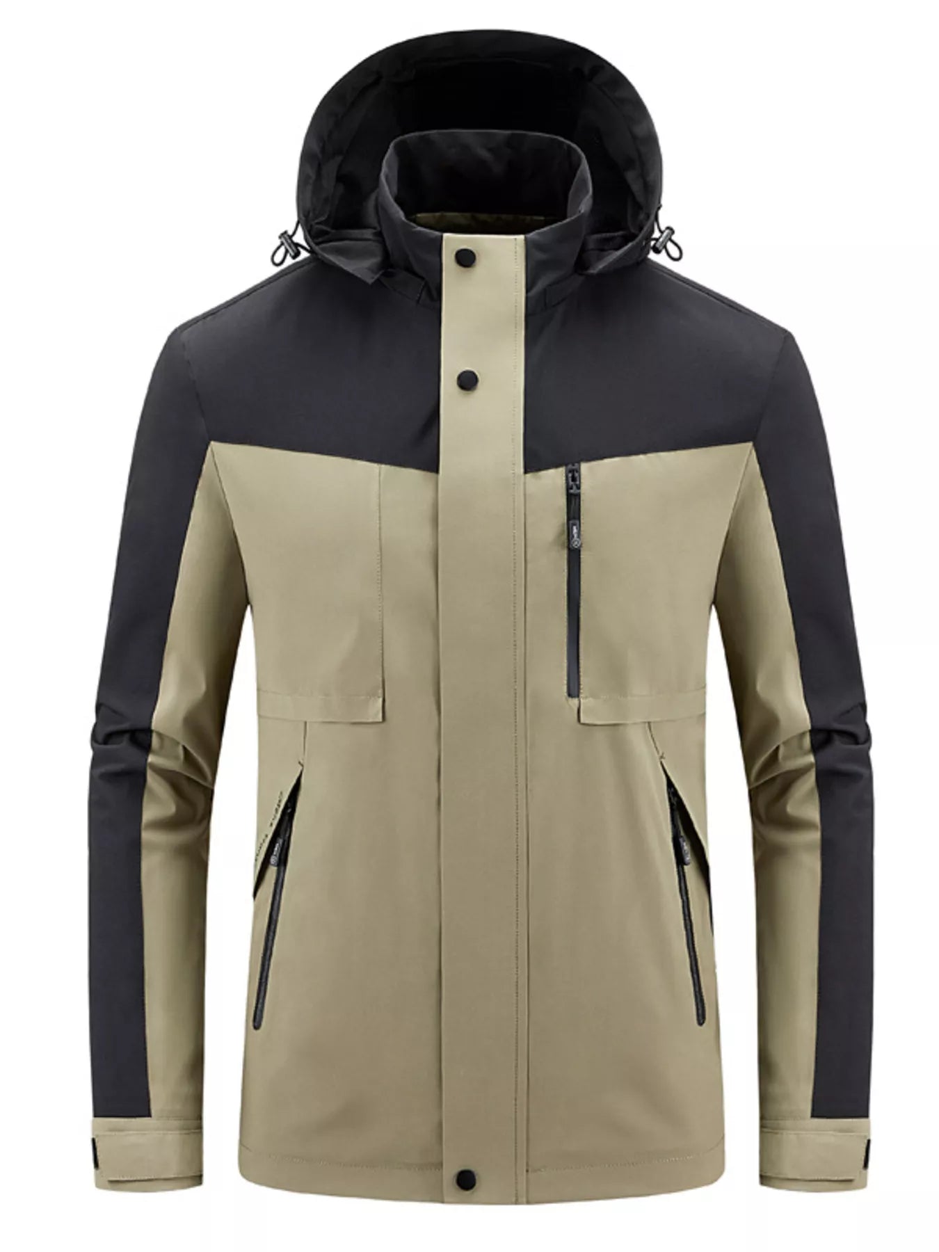 Men's Plus Size Two-Tone Waterproof Hooded Outdoor Jacket