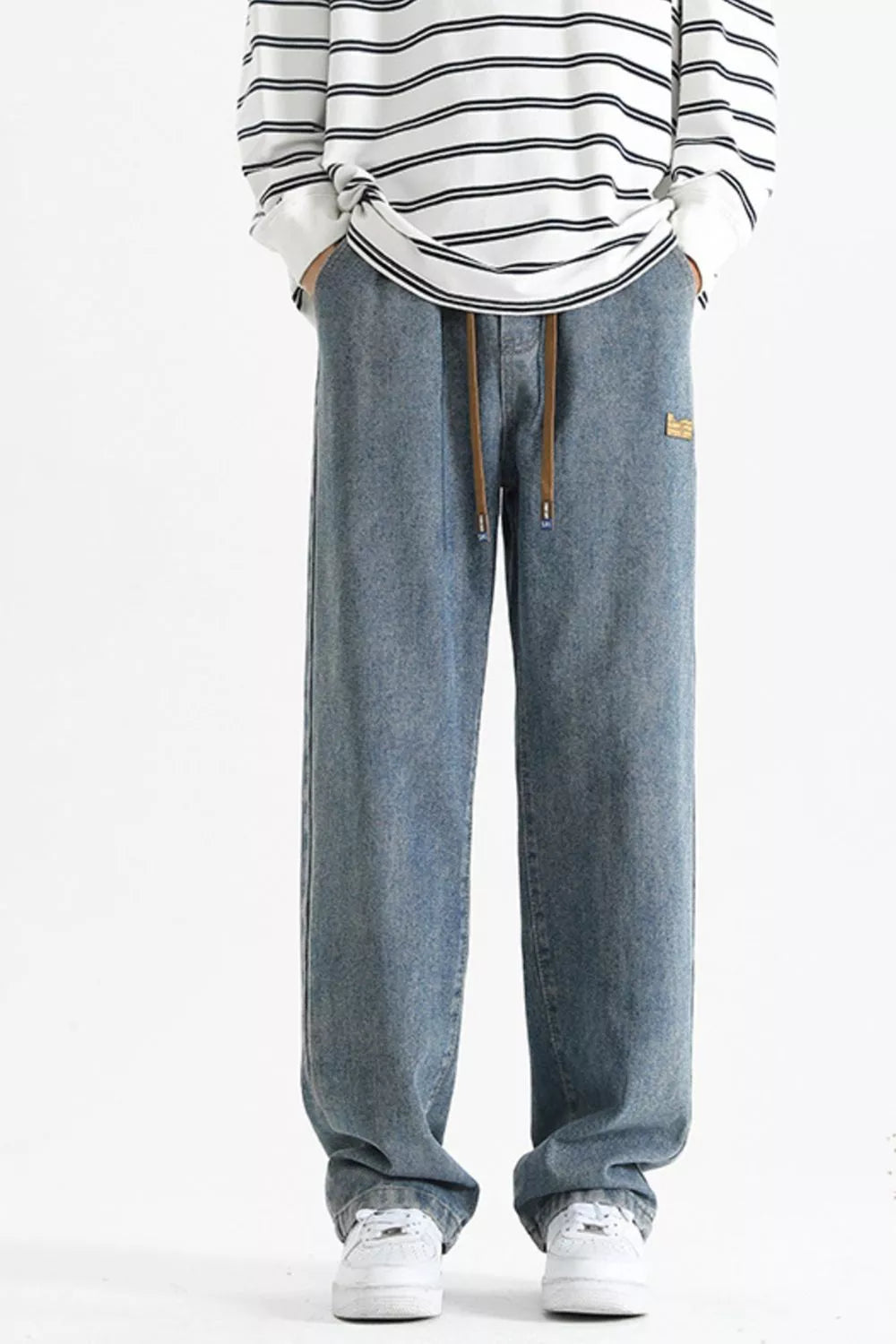 Men's Full Size Loose Fit Drawstring Jeans Plus Size