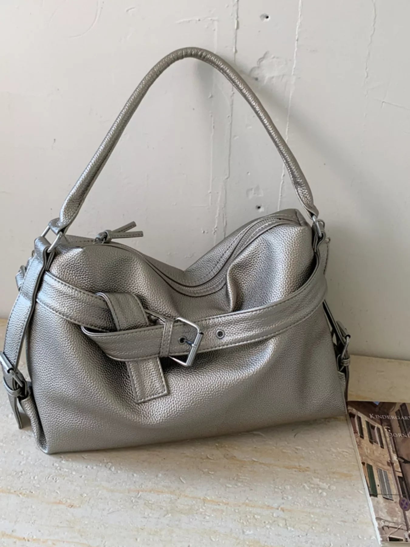 Decor Buckle Leather Shoulder Bag
