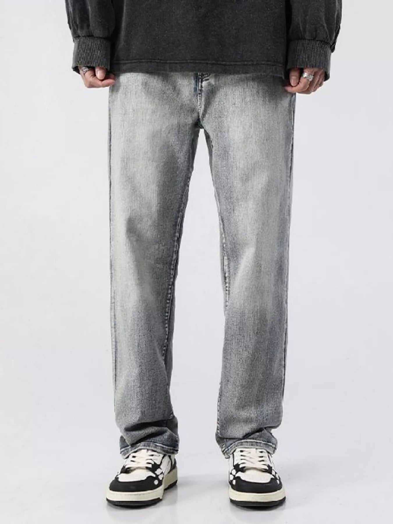Men's Full Size Vintage Wash Loose Fit Jeans Plus Size