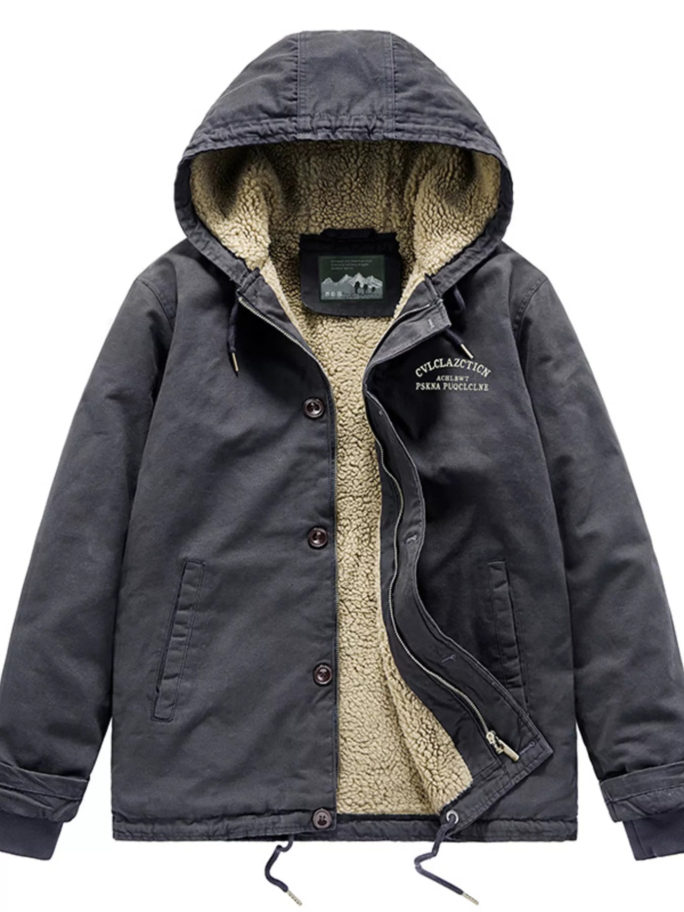 Men's Plus Size Sherpa Lined Hooded Winter Jacket