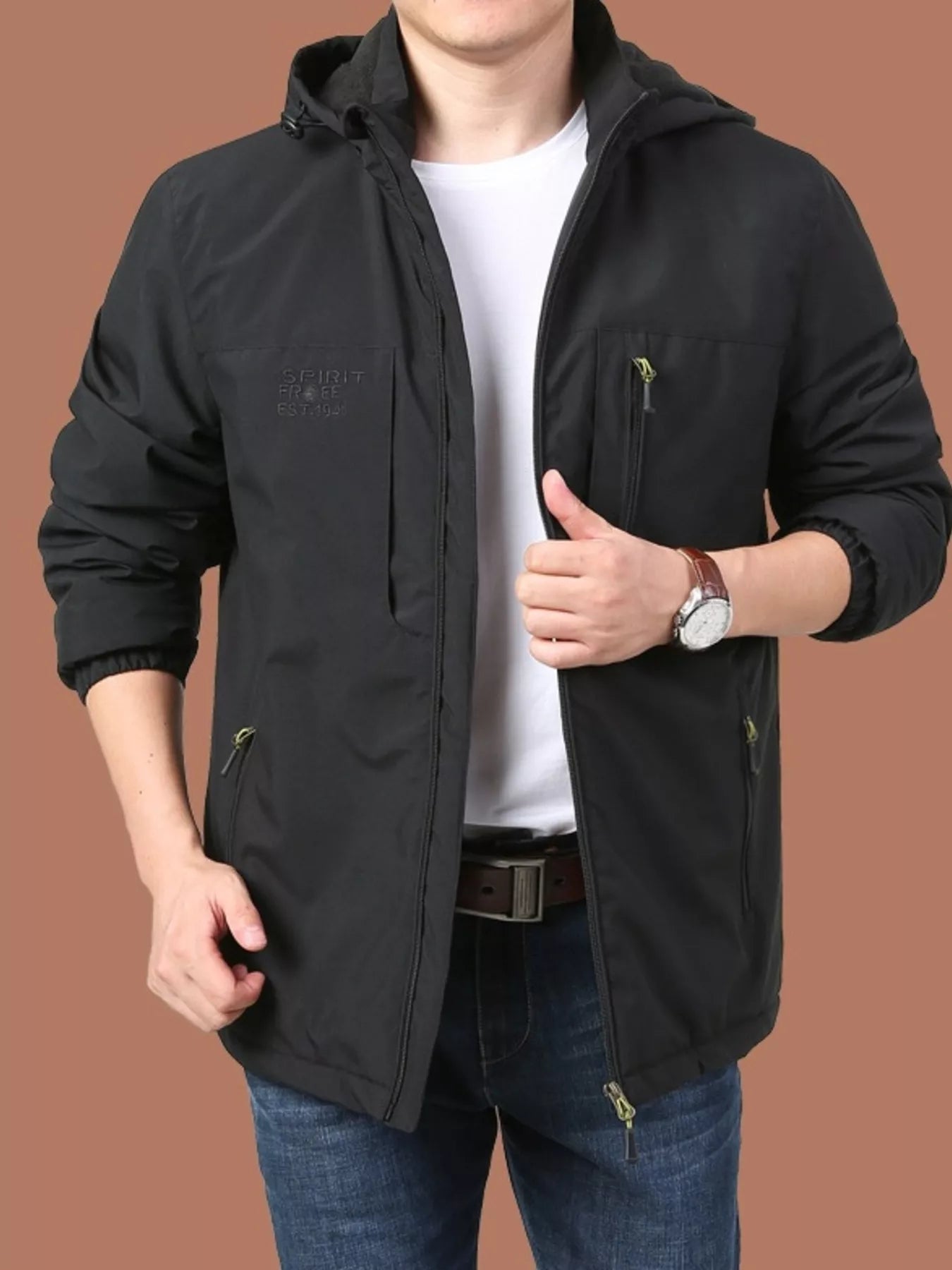 Men's Plus Size Lightweight Hooded Windproof Outdoor Jacket