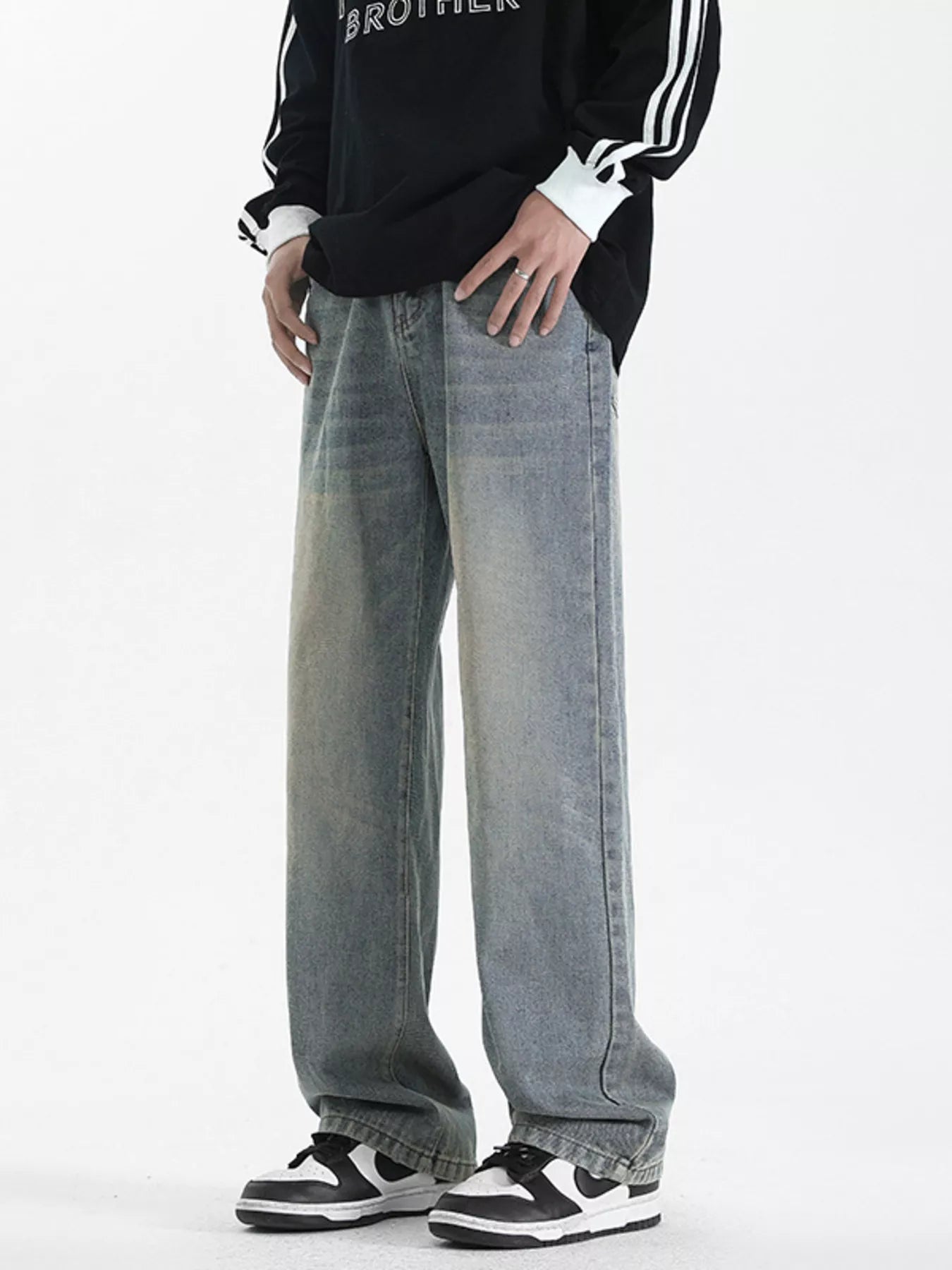 Men's Full Size Wash Loose Fit Jeans Plus Size