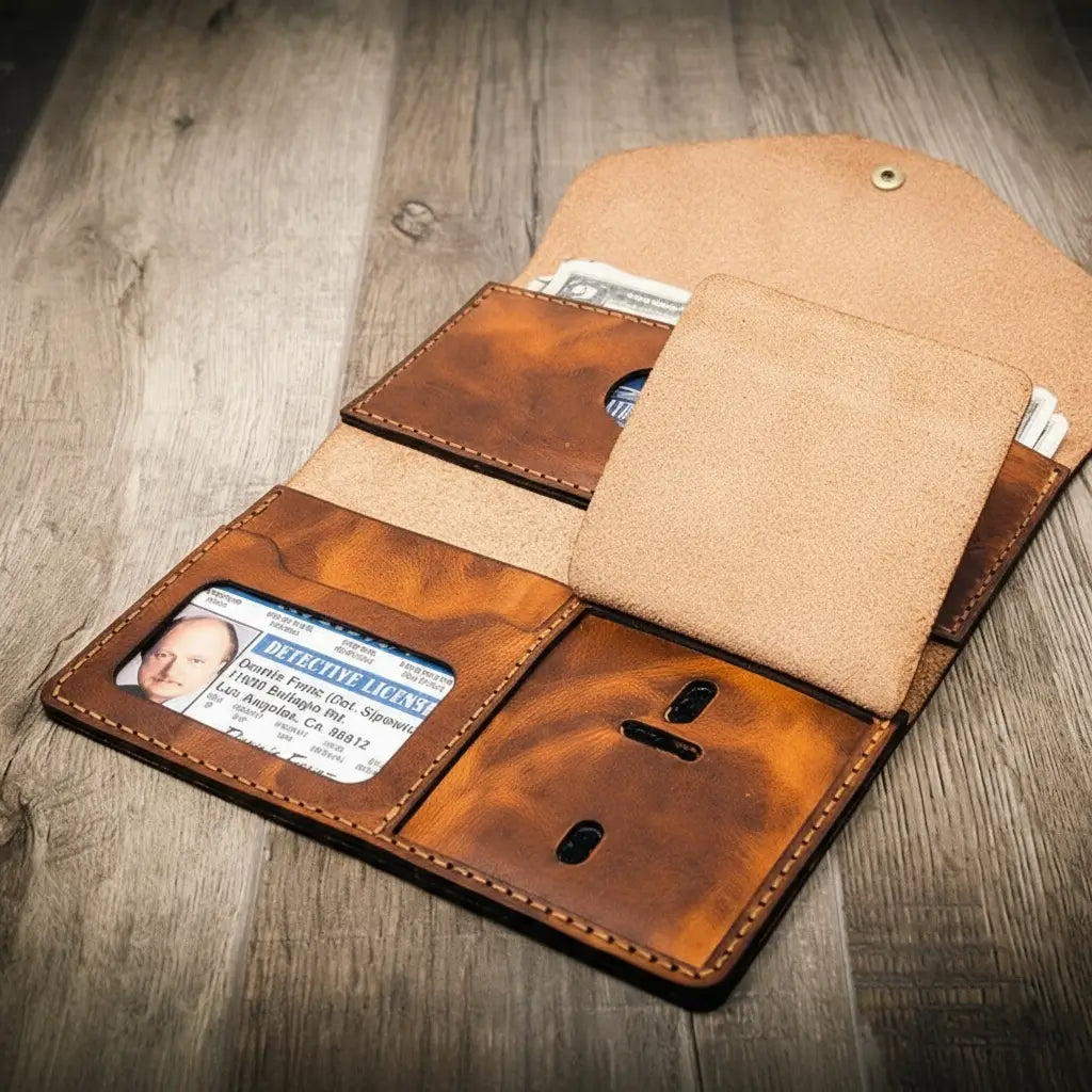 Badge Clutch Wallet - Chestnut