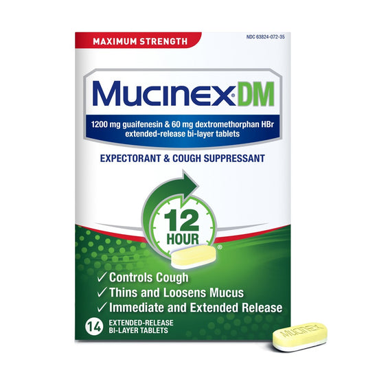 Mucinex Expectorant & Cough Suppressant, 12 Hour, Maximum Strength, Extended Release Bi Layer Tablets