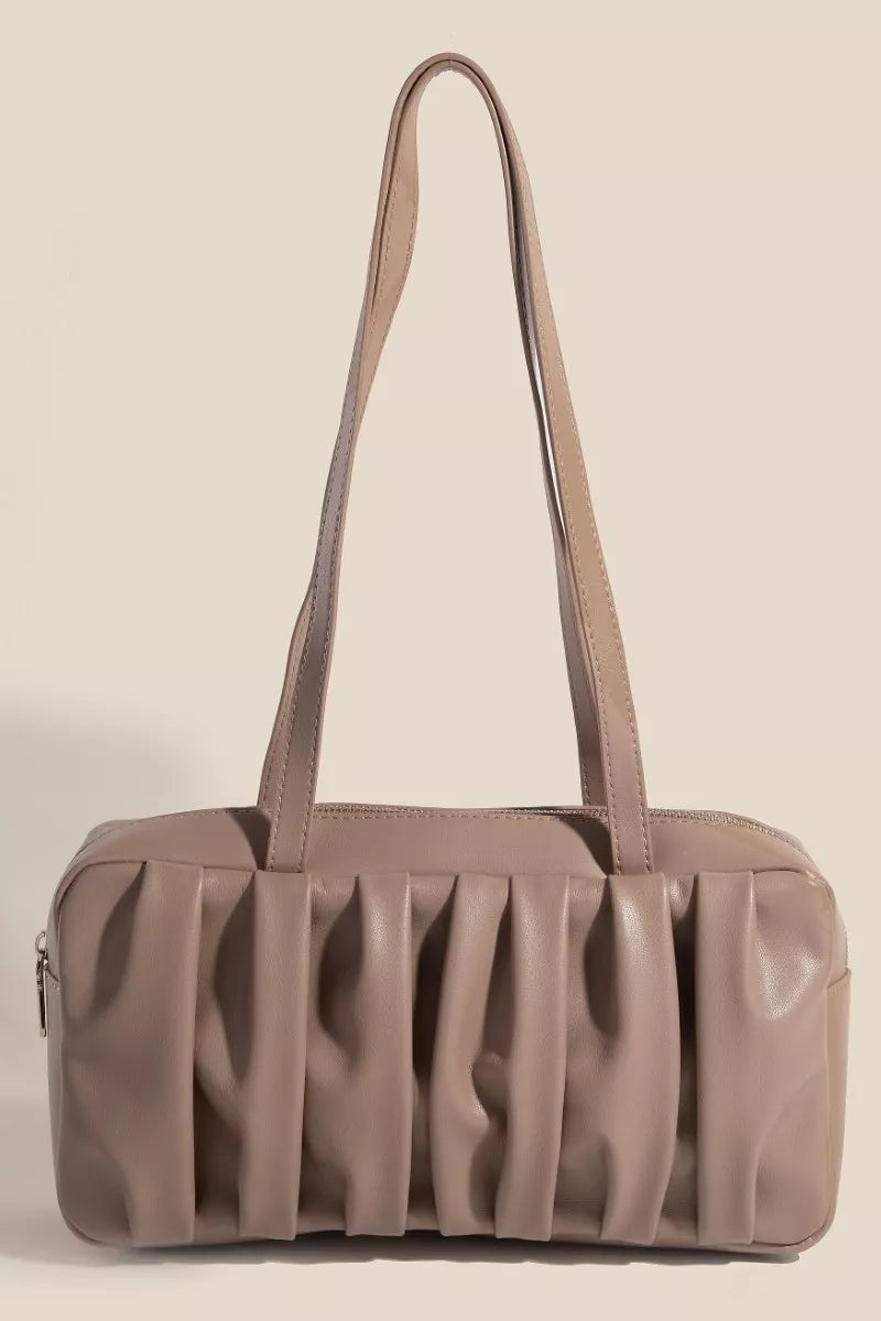 Fame Pleated Leather Rectangle Hand Bag