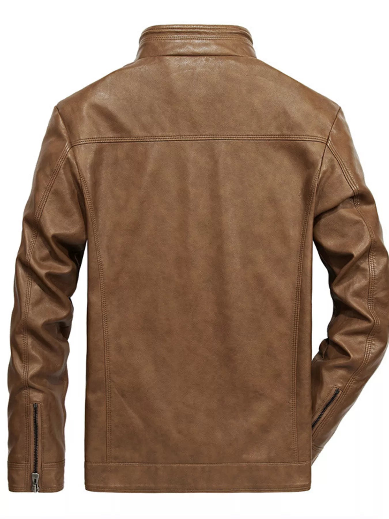 Men's Plus Size Zip Up Leather Moto Jacket