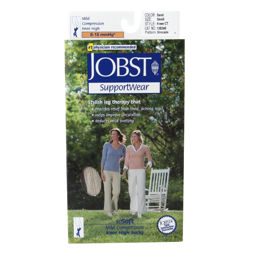 Jobst SupportWear SoSoft Mild Compression Socks Knee High 8-15mmHg Sand Small 1 Pr