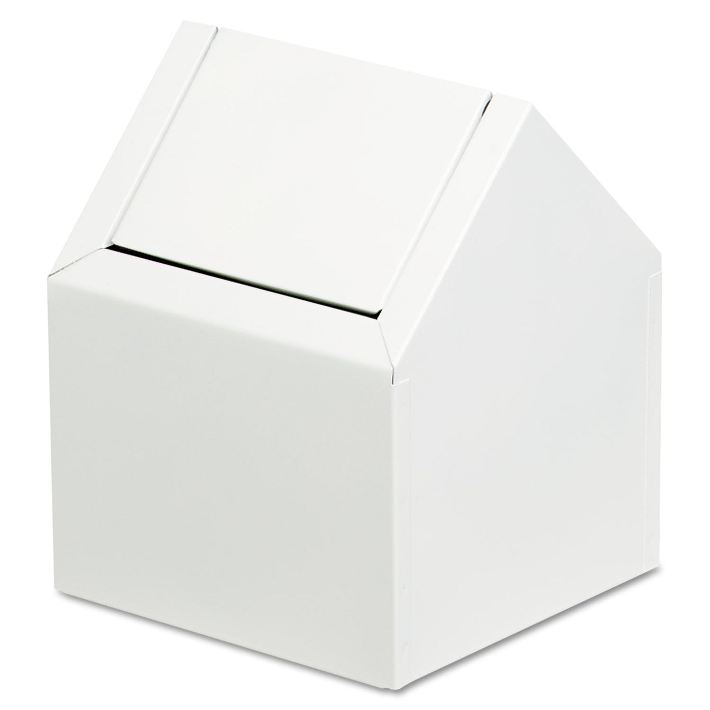 HOSPECO Double Entry, Swing Top Floor Receptacle, Metal, White