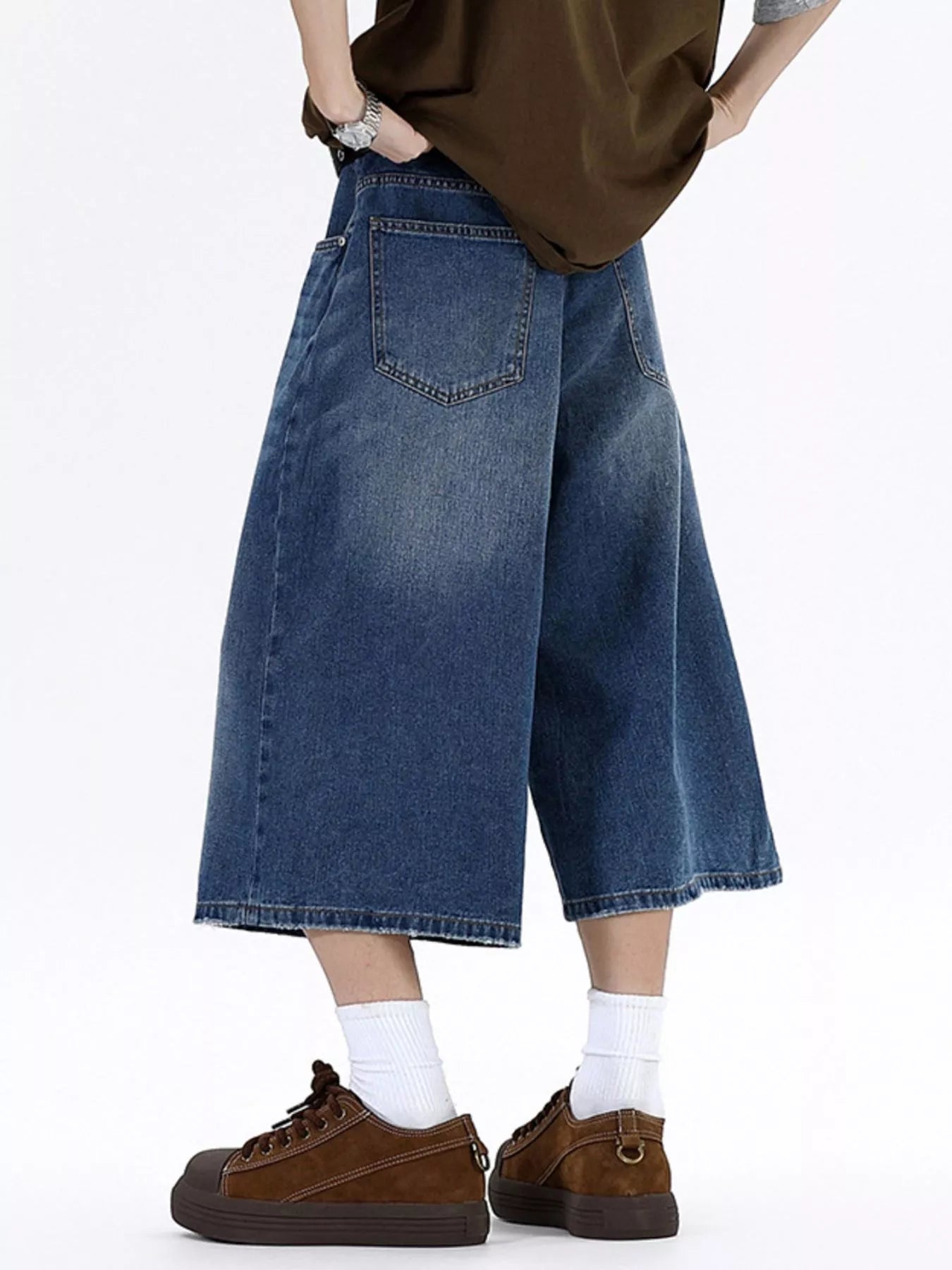Men's Plus Size Wide Leg Cropped Jeans