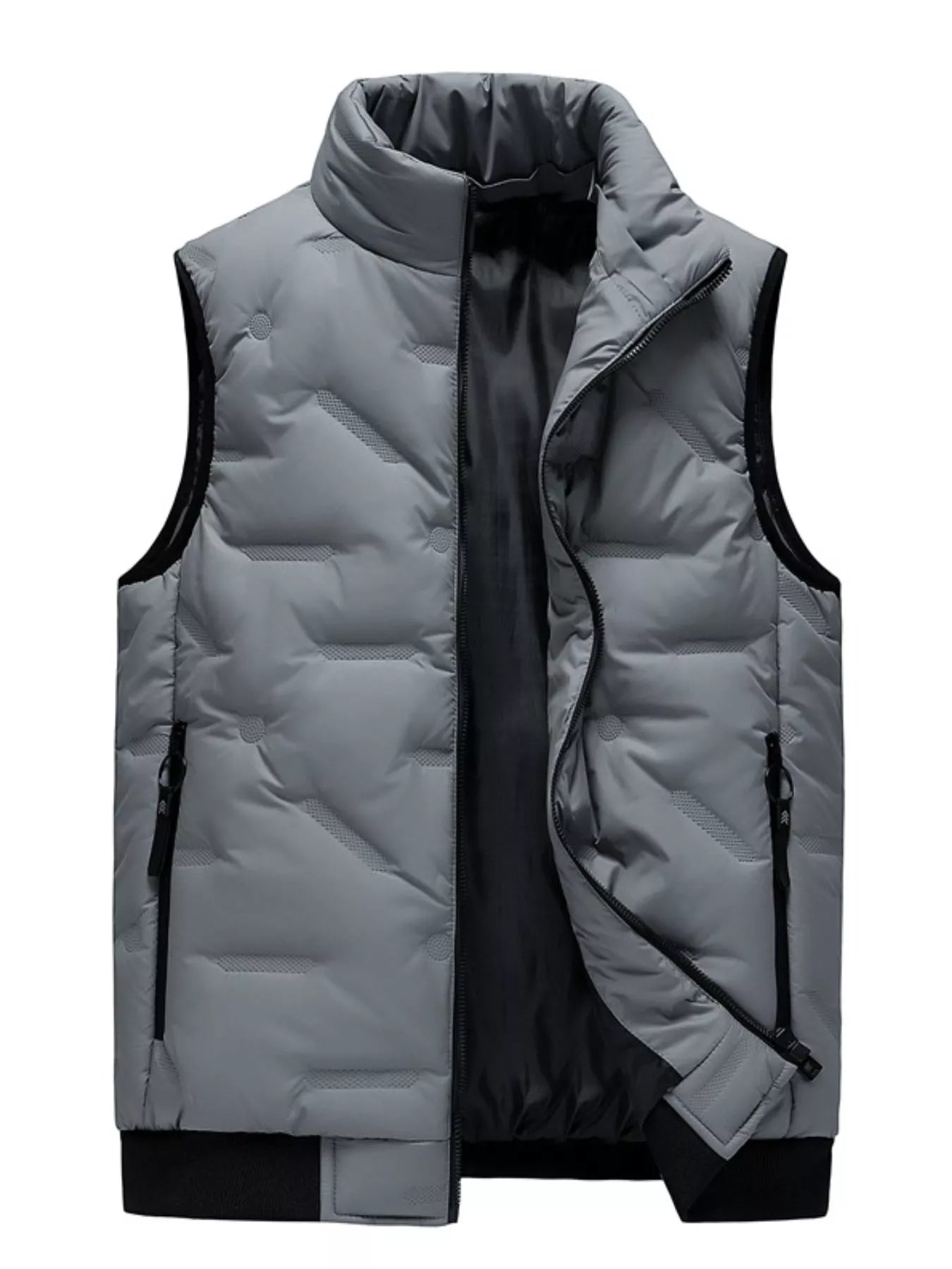 Men's Plus Size Zip Up Padded Quilted Vest