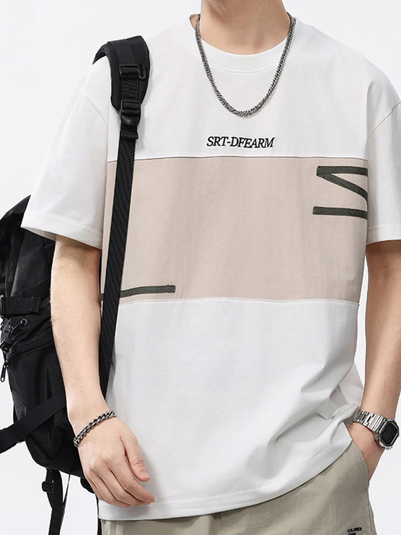 Men's Plus Size Color Block Casual T-Shirt