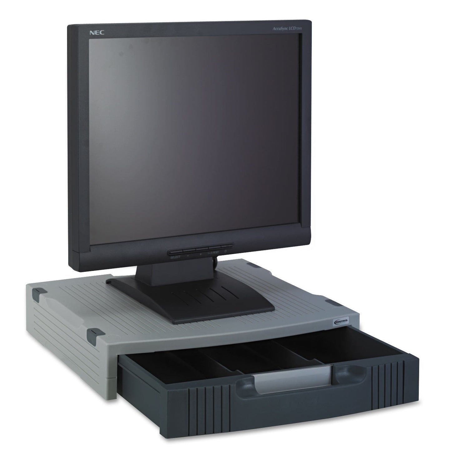 Innovera Basic LCD Monitor/Printer Stand, 15" x 11" x 3", Charcoal Gray/Light Gray