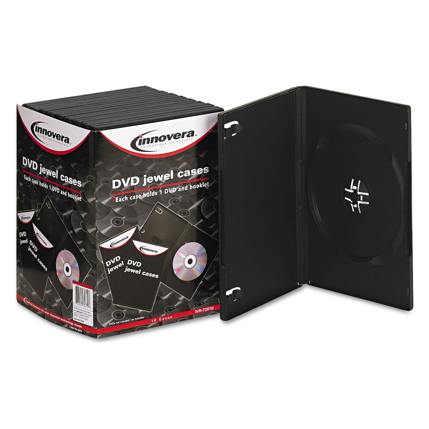 Innovera Standard DVD Case, Black, 10/Pack