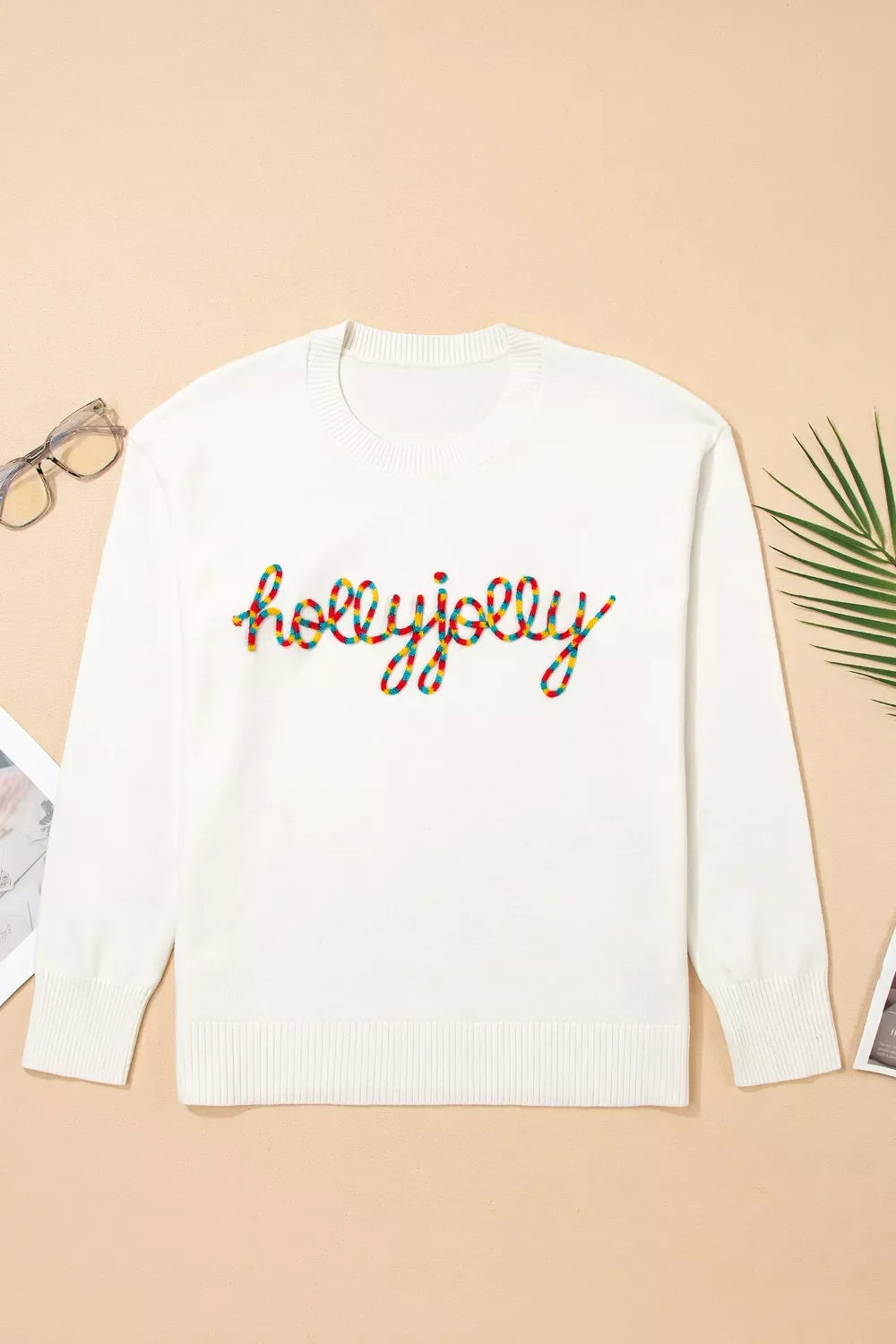 Colorful Holly Jolly Christmas Knit Loose Sweater