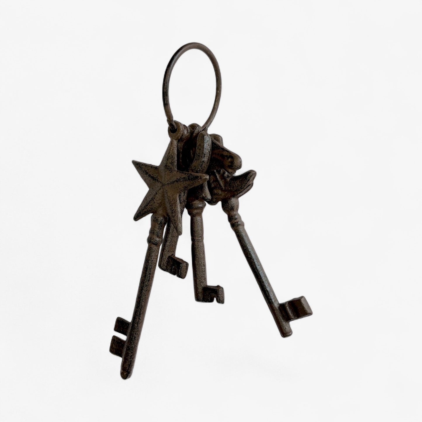 Antique Key Set with Ring, Rustic Cast Iron Home Decor Accents