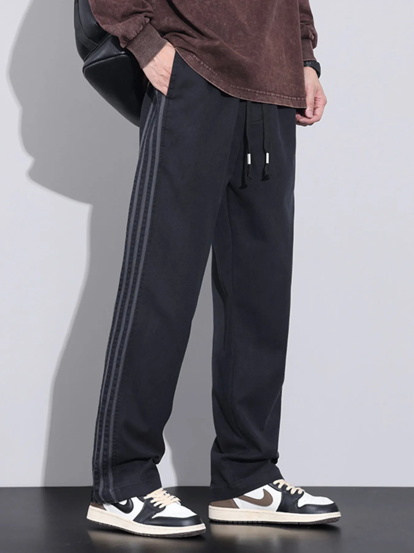 Men's Plus Size Casual Loose Fit Stripes Pants