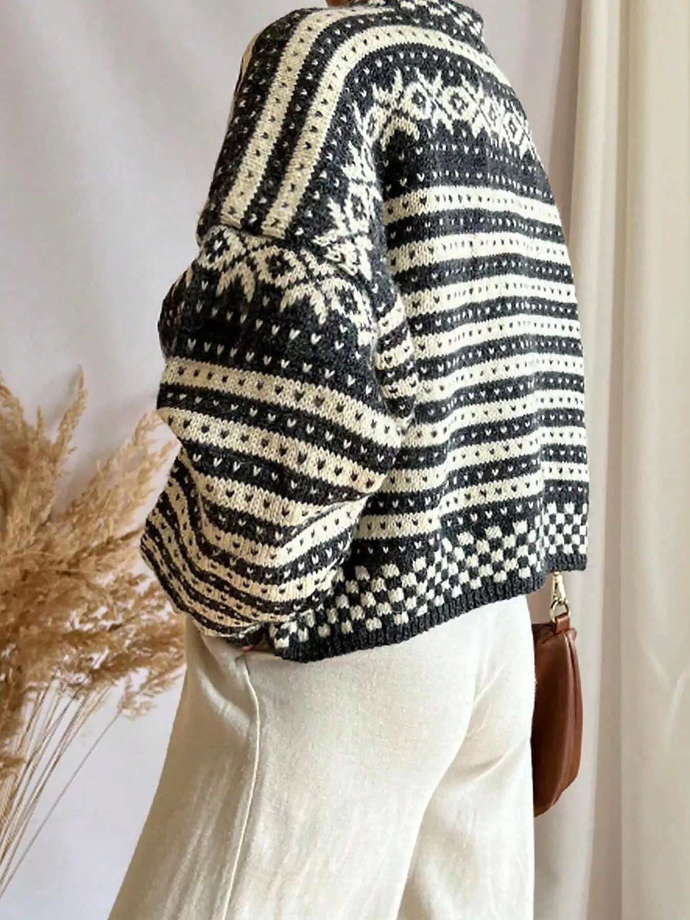 Striped Button Up Knit Cardigan