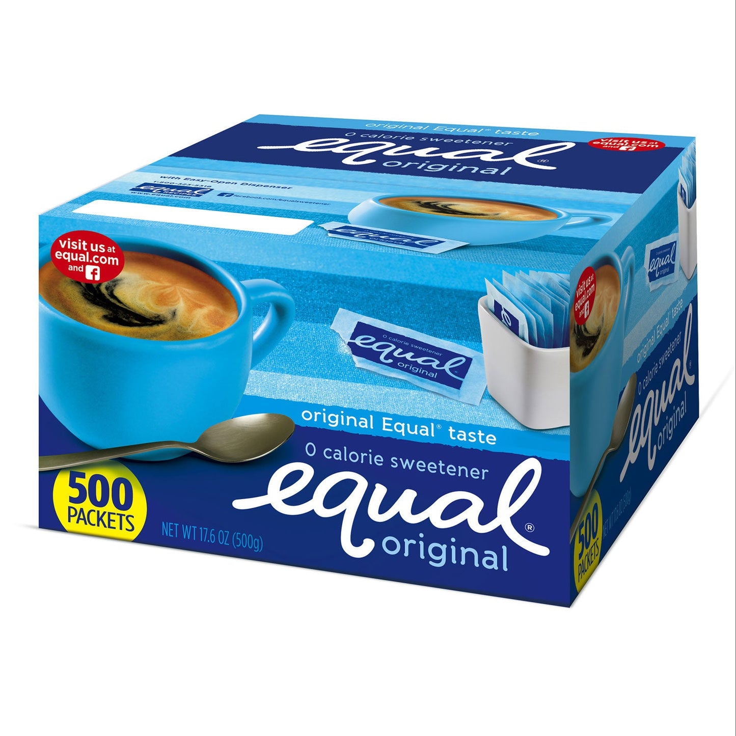 Equal Zero Calorie Sweetener, 0.035 oz Packets, 500/Box