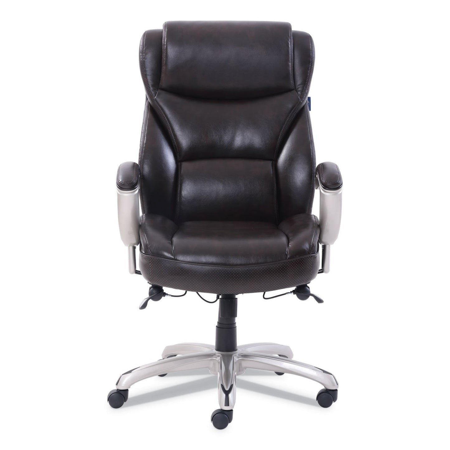 SertaPedic Emerson Big and Tall Task Chair, Supports Up to 400 lb, 19.5" to 22.5" Seat Height, Brown Seat/Back, Silver Base