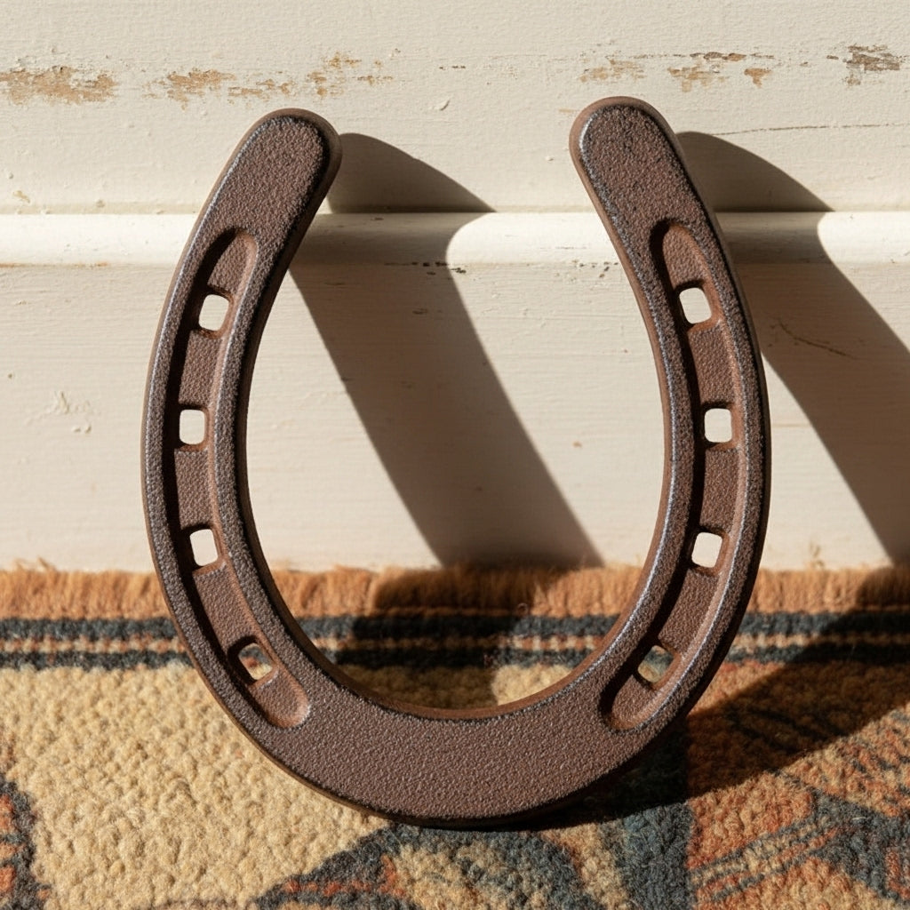 Horseshoe Good Luck Charm, Rustic Western Cast Iron Home Decor