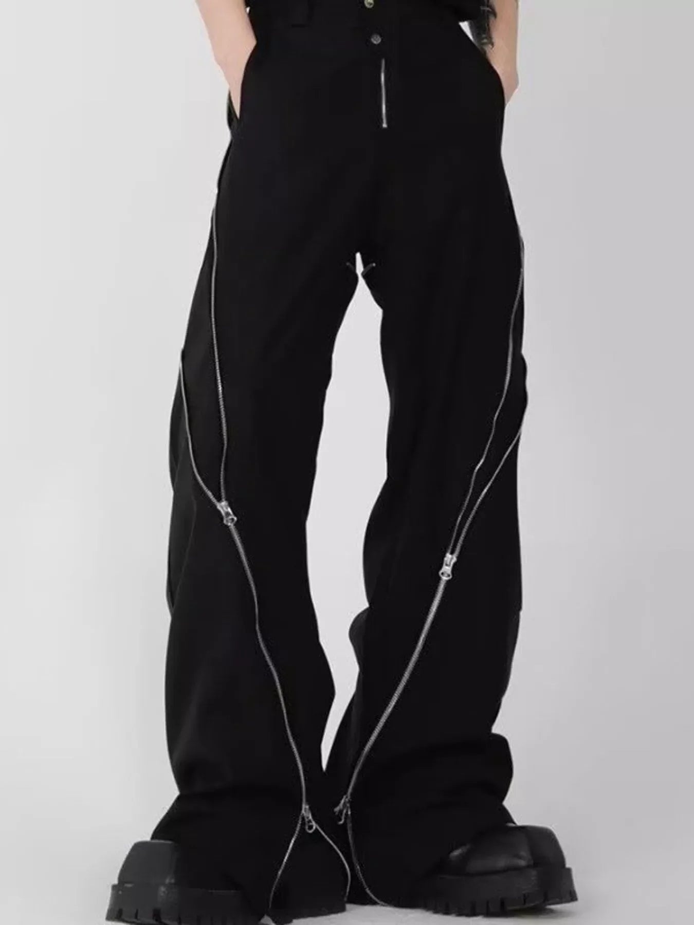 Men's Plus Size Zipper Embellished Wide Leg Pants