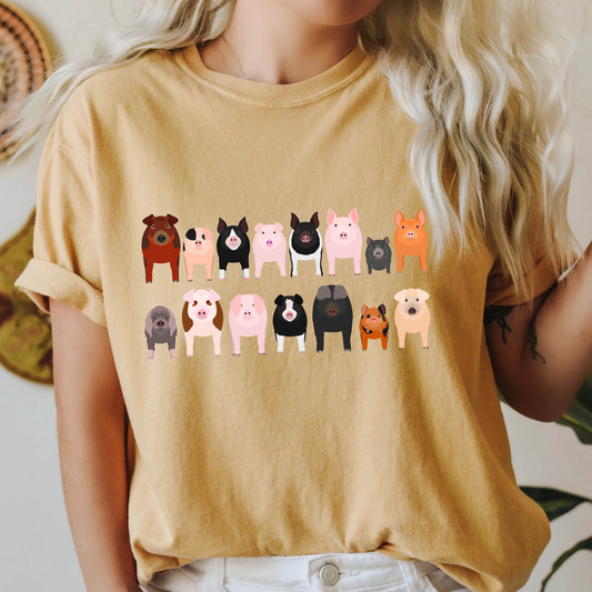 Pig Lovers Farm Animal Illustration Breeds Pet Portraits And Farm Life Enthusiasts Comfort Colors Tee