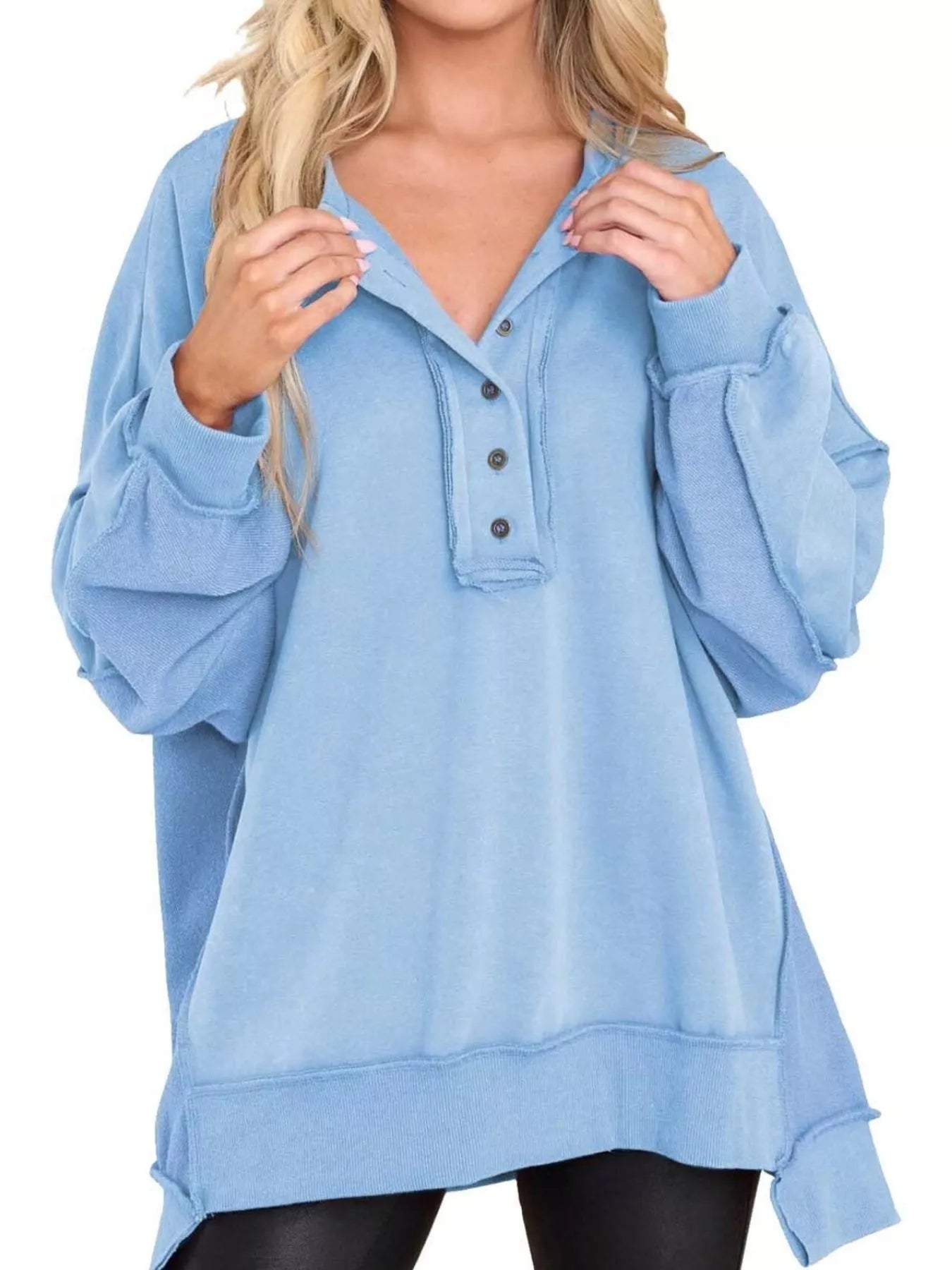 Half Snap Long Sleeve Sweatshirt