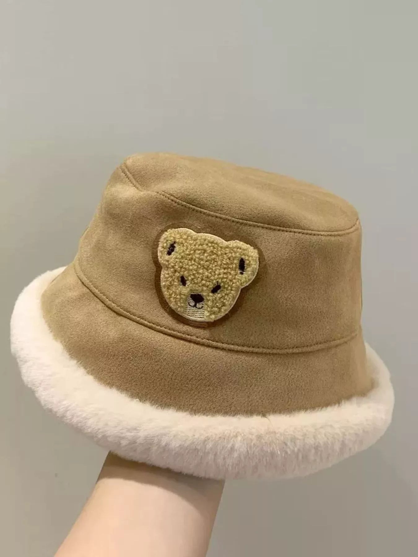 Children's Warm Plush Trim Bucket Hat