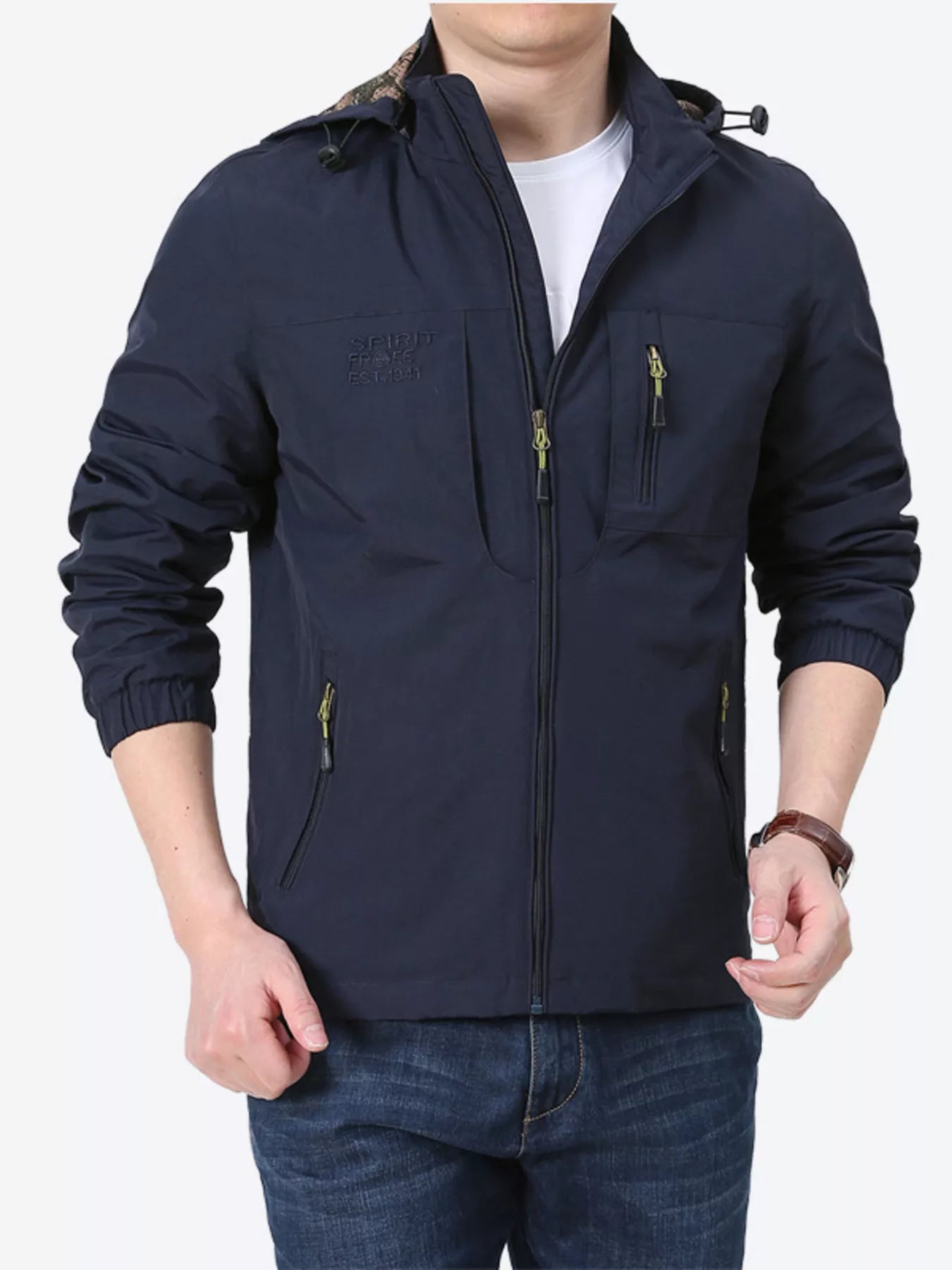 Men's Plus Size Lightweight Hooded Windproof Outdoor Jacket