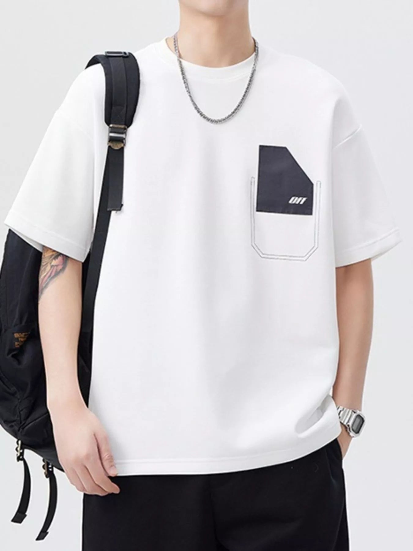 Men's Plus Size Casual Pocket Design Short Sleeve T-Shirt
