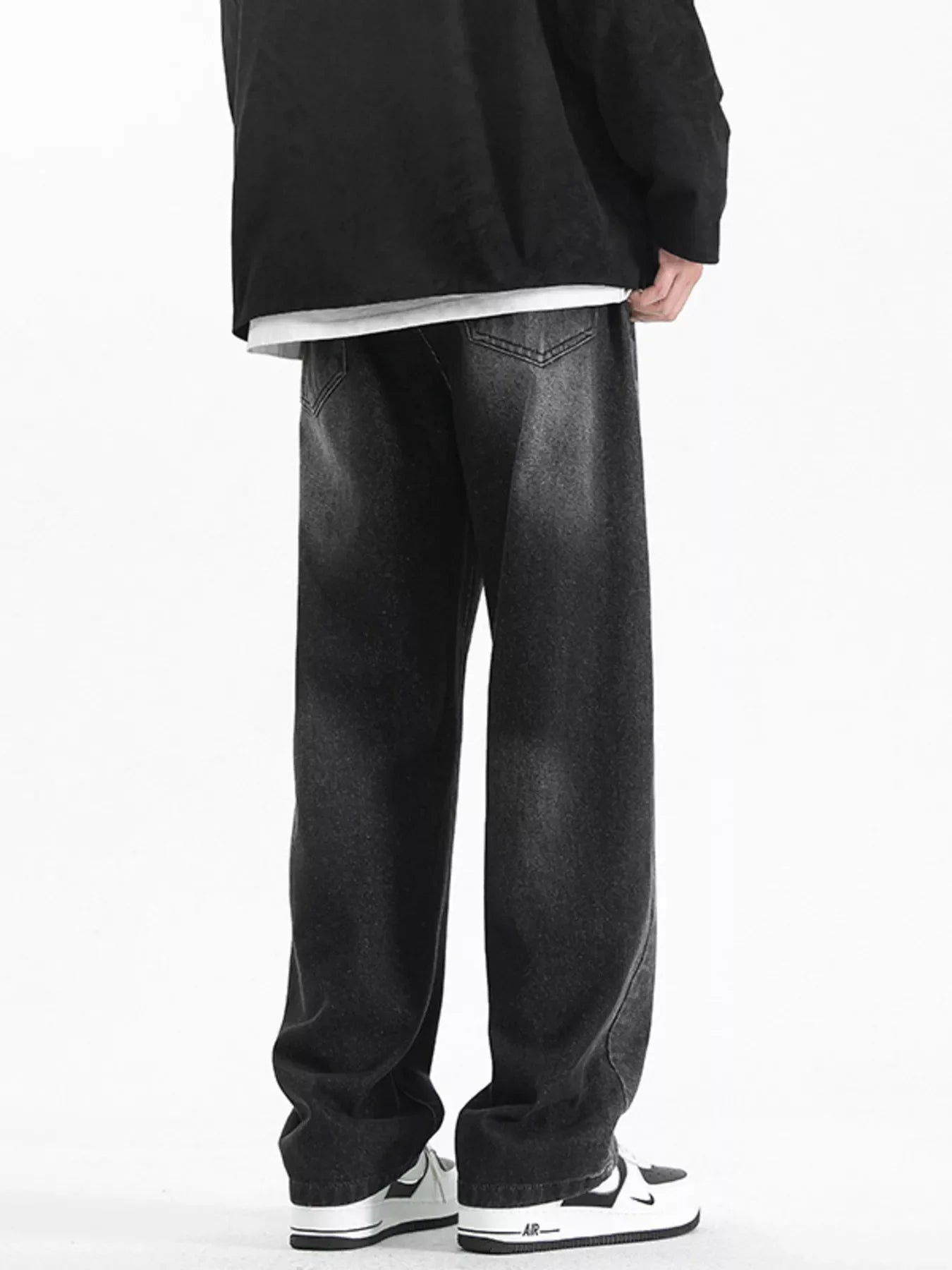 Men's Plus Size Vintage Wash Wide Leg Jeans
