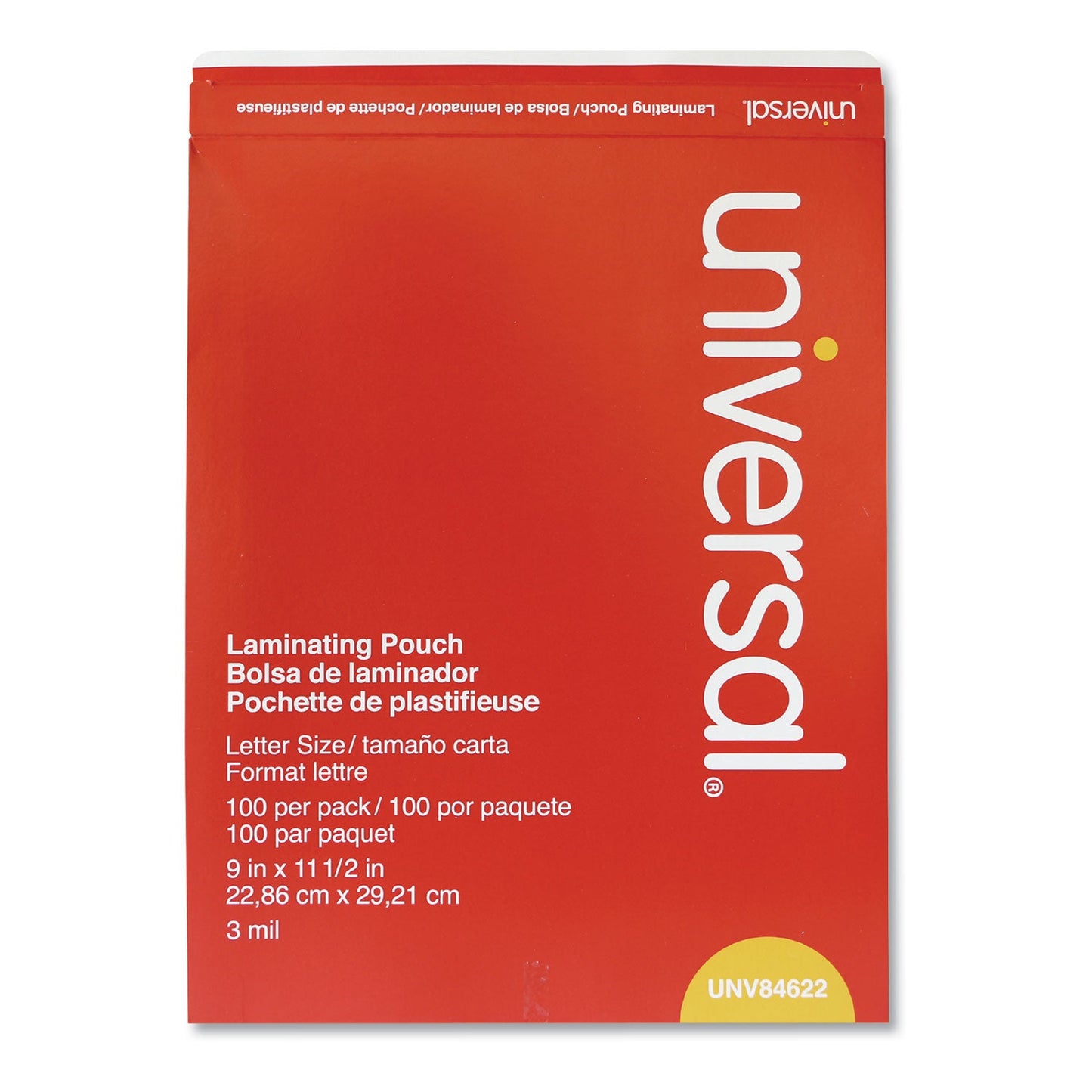 Universal Laminating Pouches, 3 mil, 9" x 11.5", Matte Clear, 100/Box
