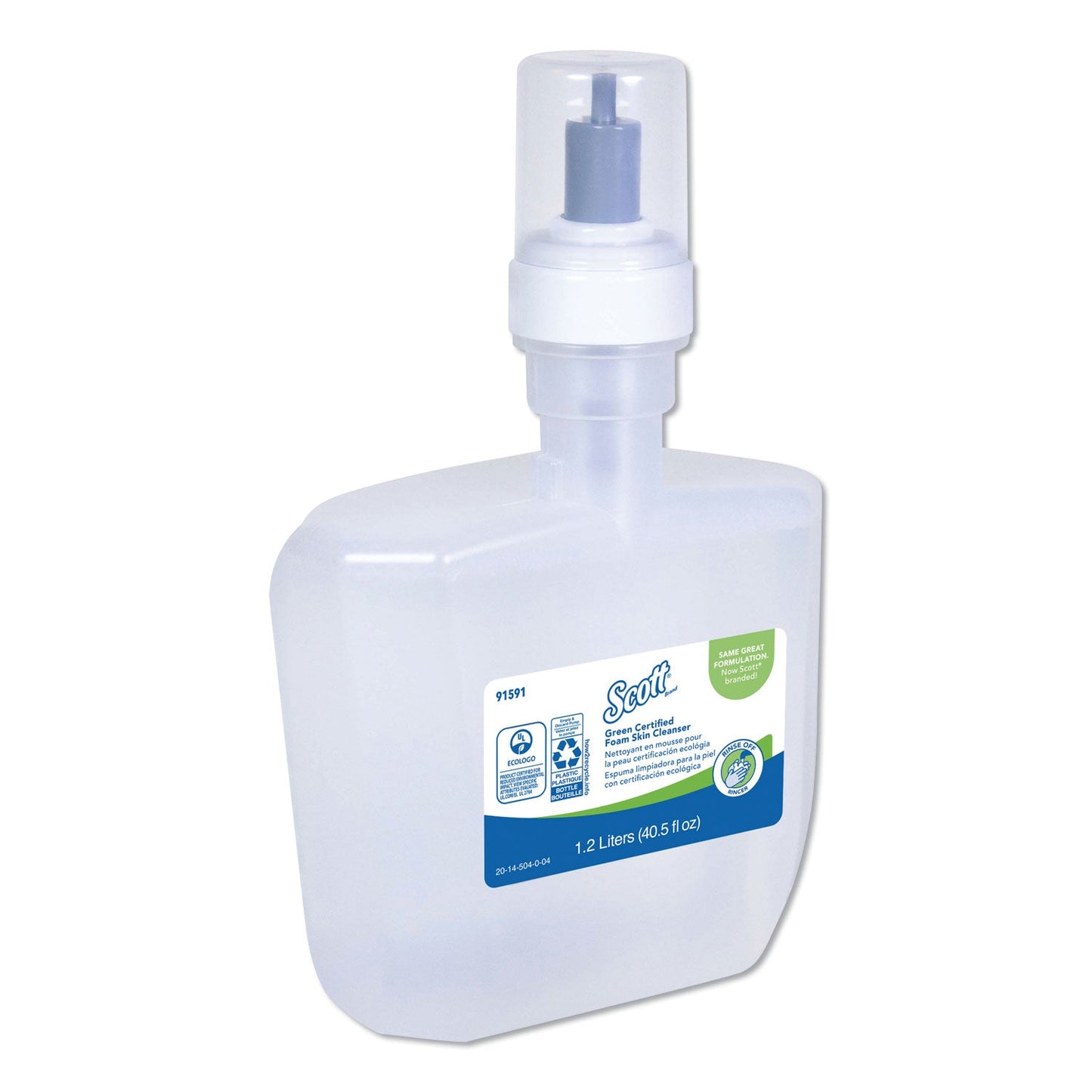 Scott Essential Green Certified Foam Skin Cleanser, Unscented, 1,200 mL, 2/Carton