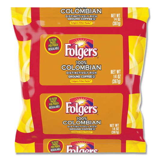 Folgers Coffee Filter Packs, 100% Colombian, 1.4 oz Pack, 40/Carton