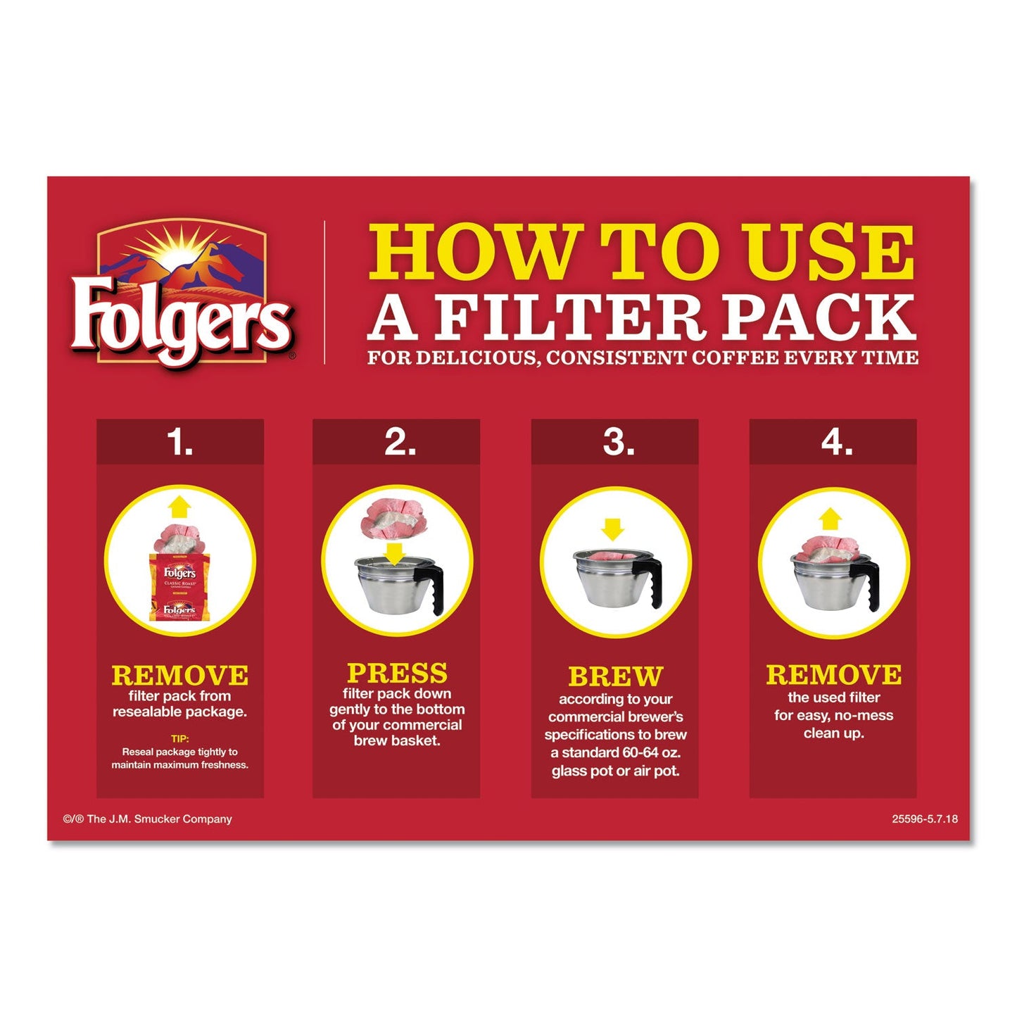 Folgers Coffee Filter Packs, Classic Roast, .9oz, 160/Carton