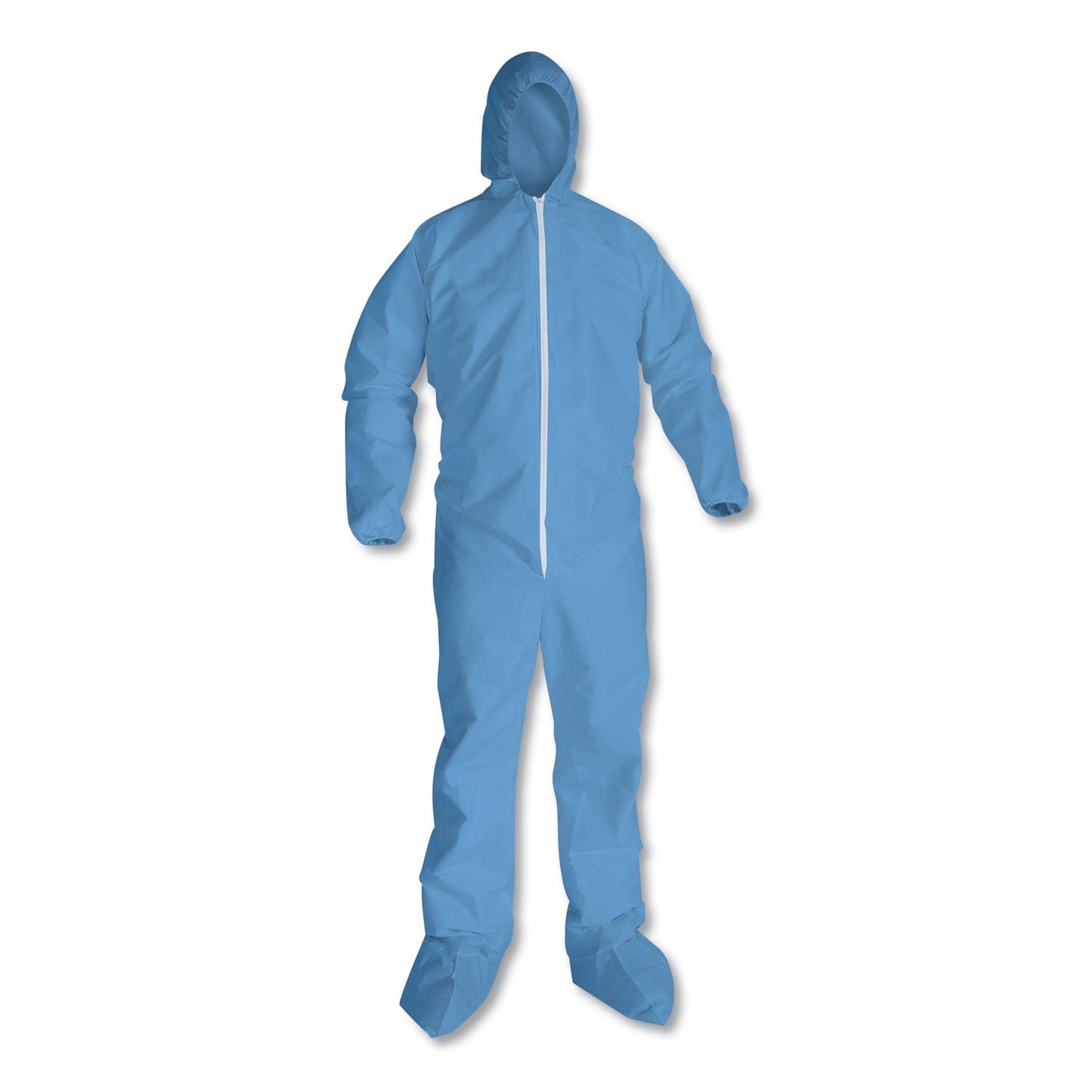 KleenGuard A65 Zipper Front Hood and Boot Flame-Resistant Coveralls, Elastic Wrist and Ankles, 2X-Large,Blue,  25/Carton