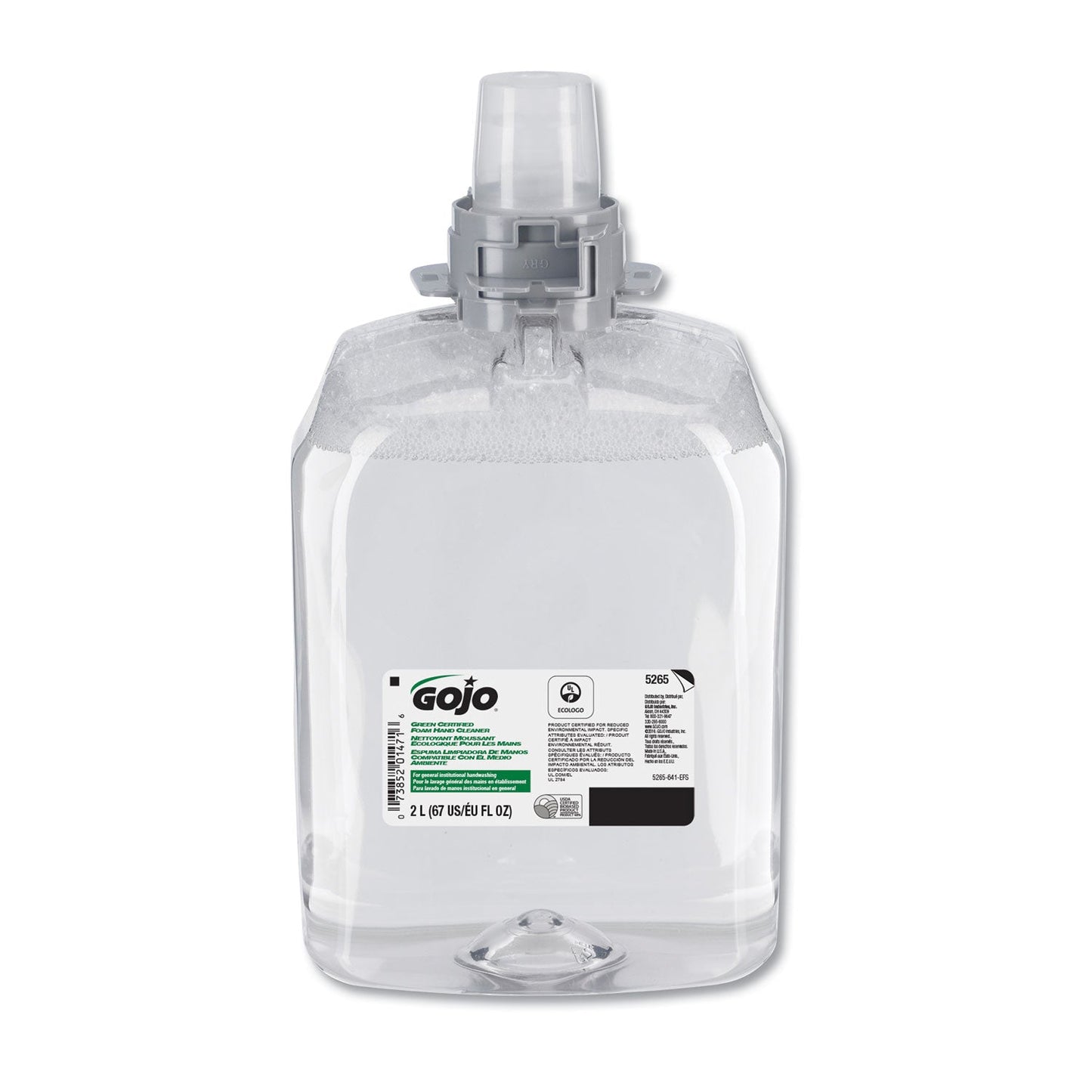 GOJO Green Certified Foam Hand Cleaner, Unscented, 2,000 mL Refill, 2/Carton